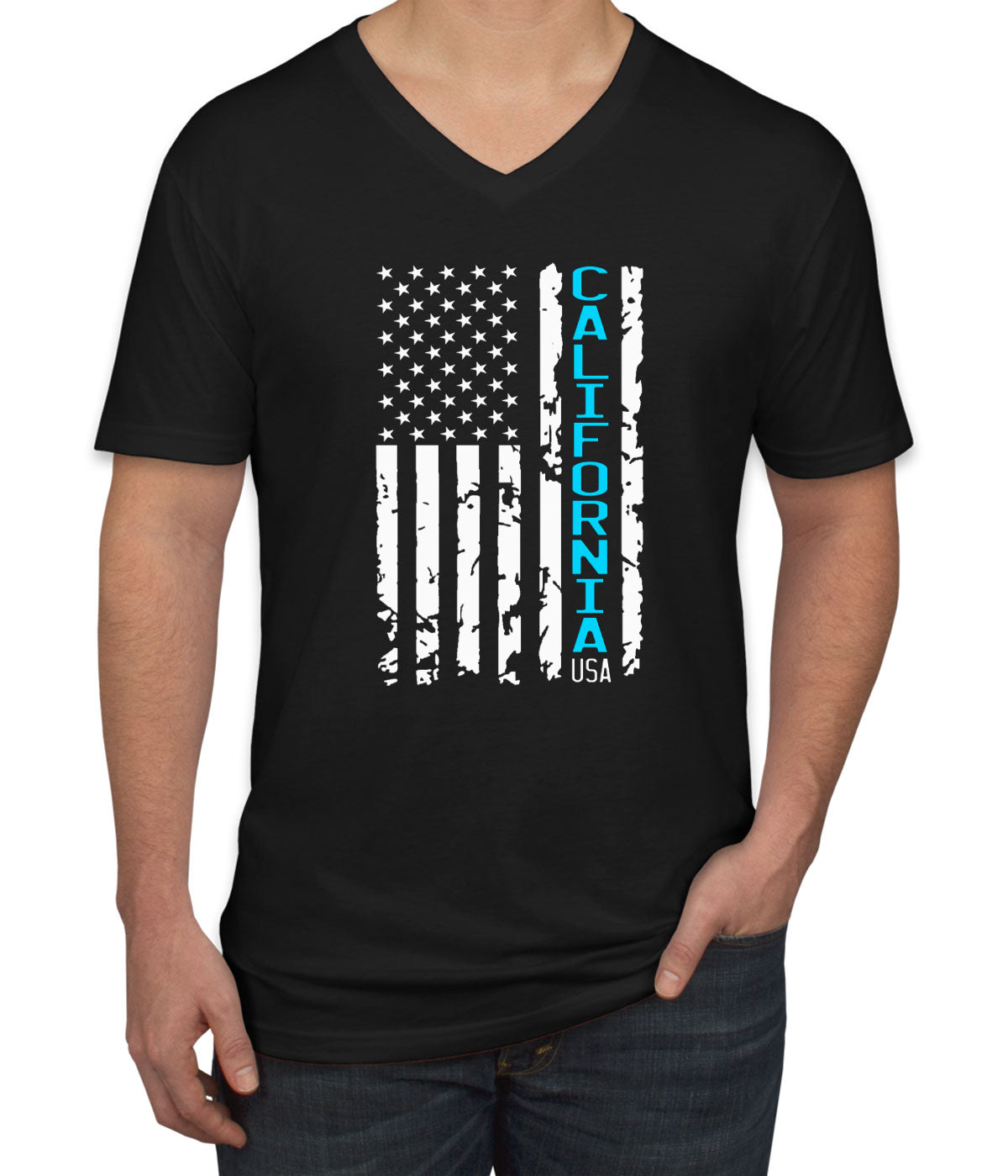 California American Flag Men's V Neck T-shirt