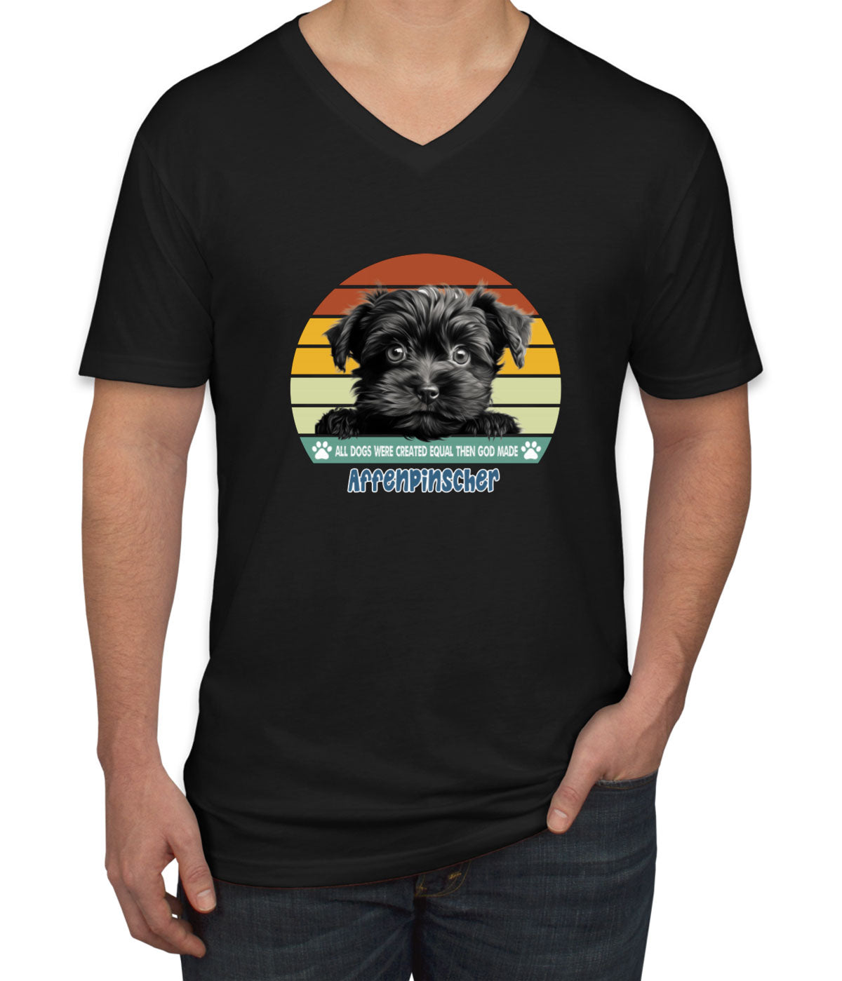 All Dogs Were Created Equal Affenpinscher Men's V Neck T-shirt