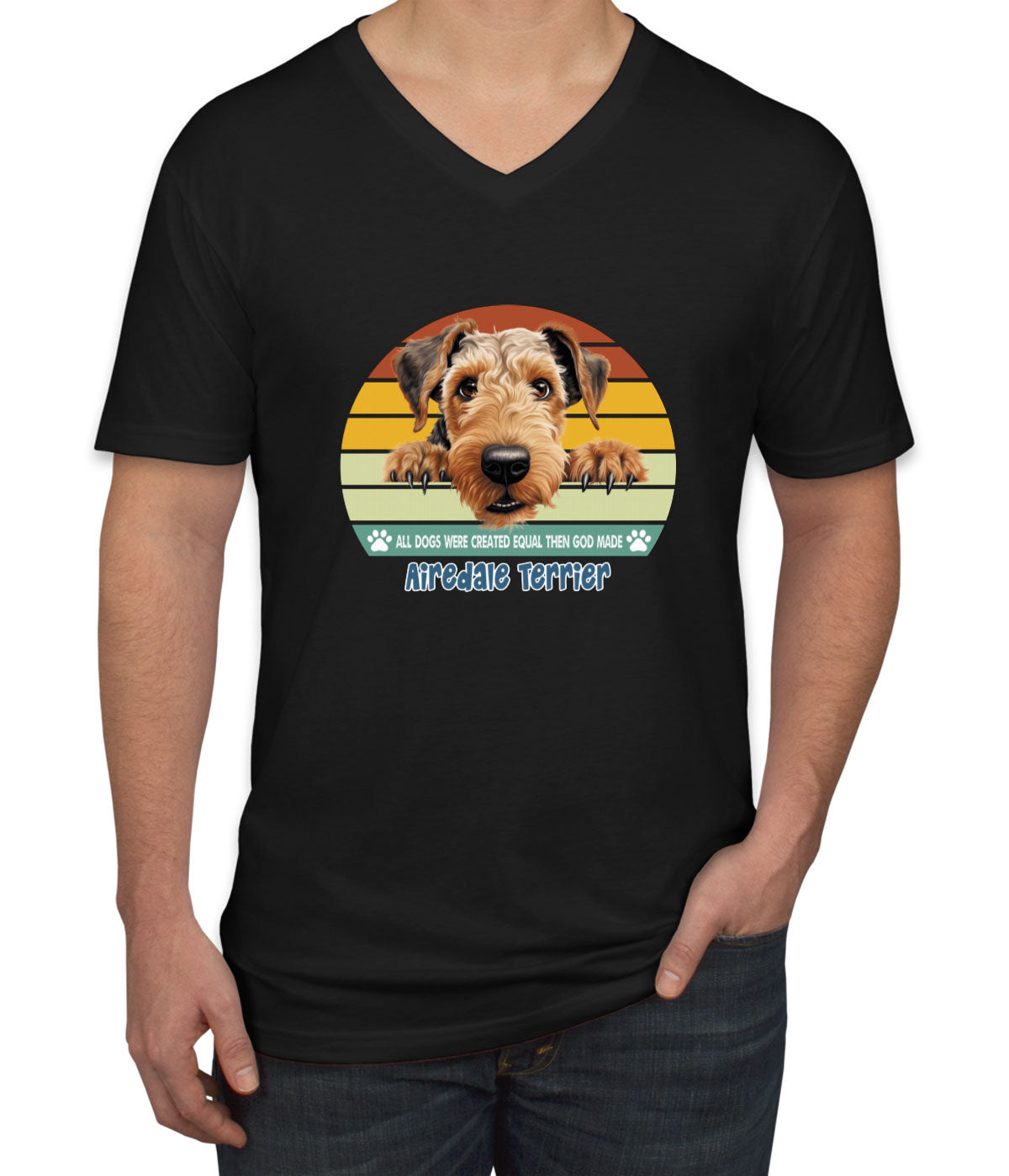 All Dogs Were Created Equal Airedale Terrier Men's V Neck T-shirt