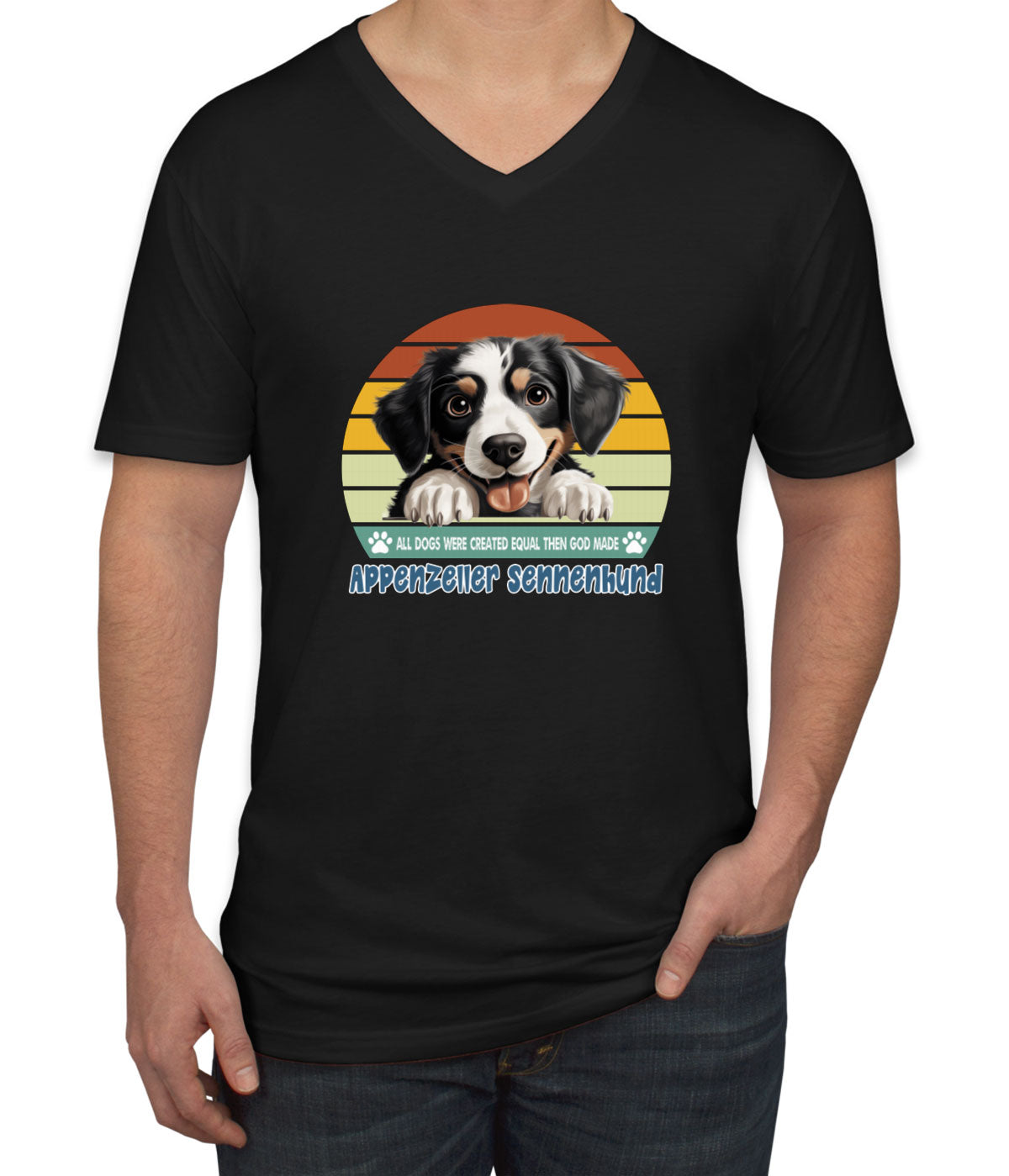 All Dogs Were Created Equal Appenzeller Sennenhund Men's V Neck T-shirt