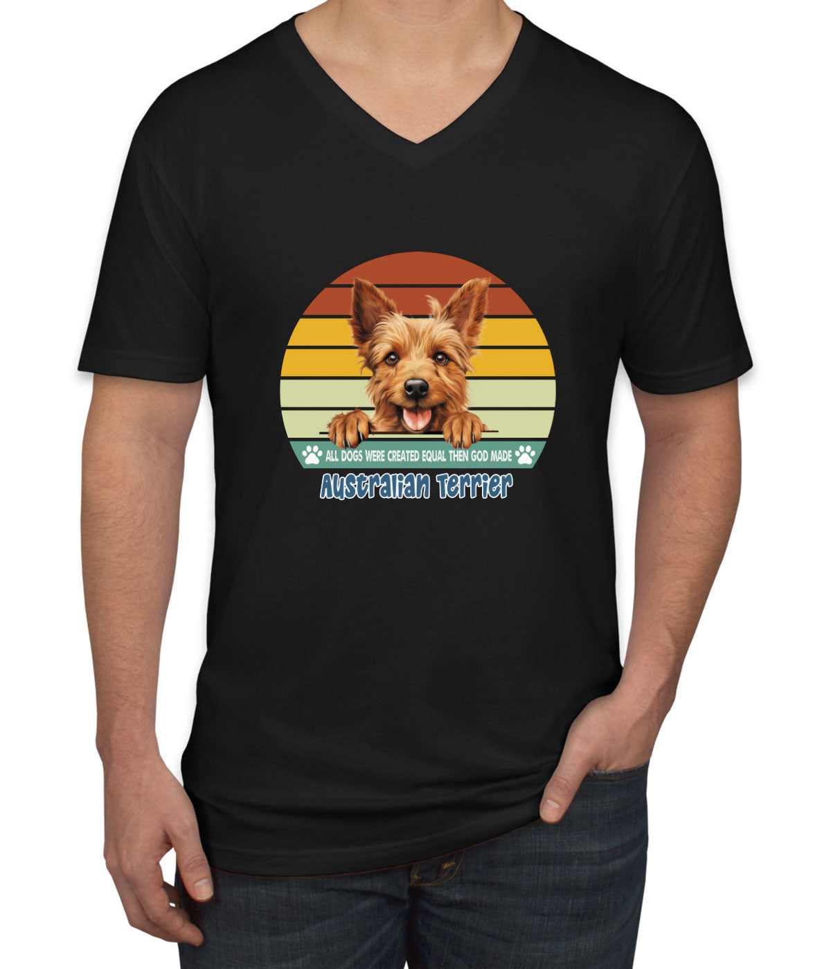 All Dogs Were Created Equal Australian Terrier Men's V Neck T-shirt