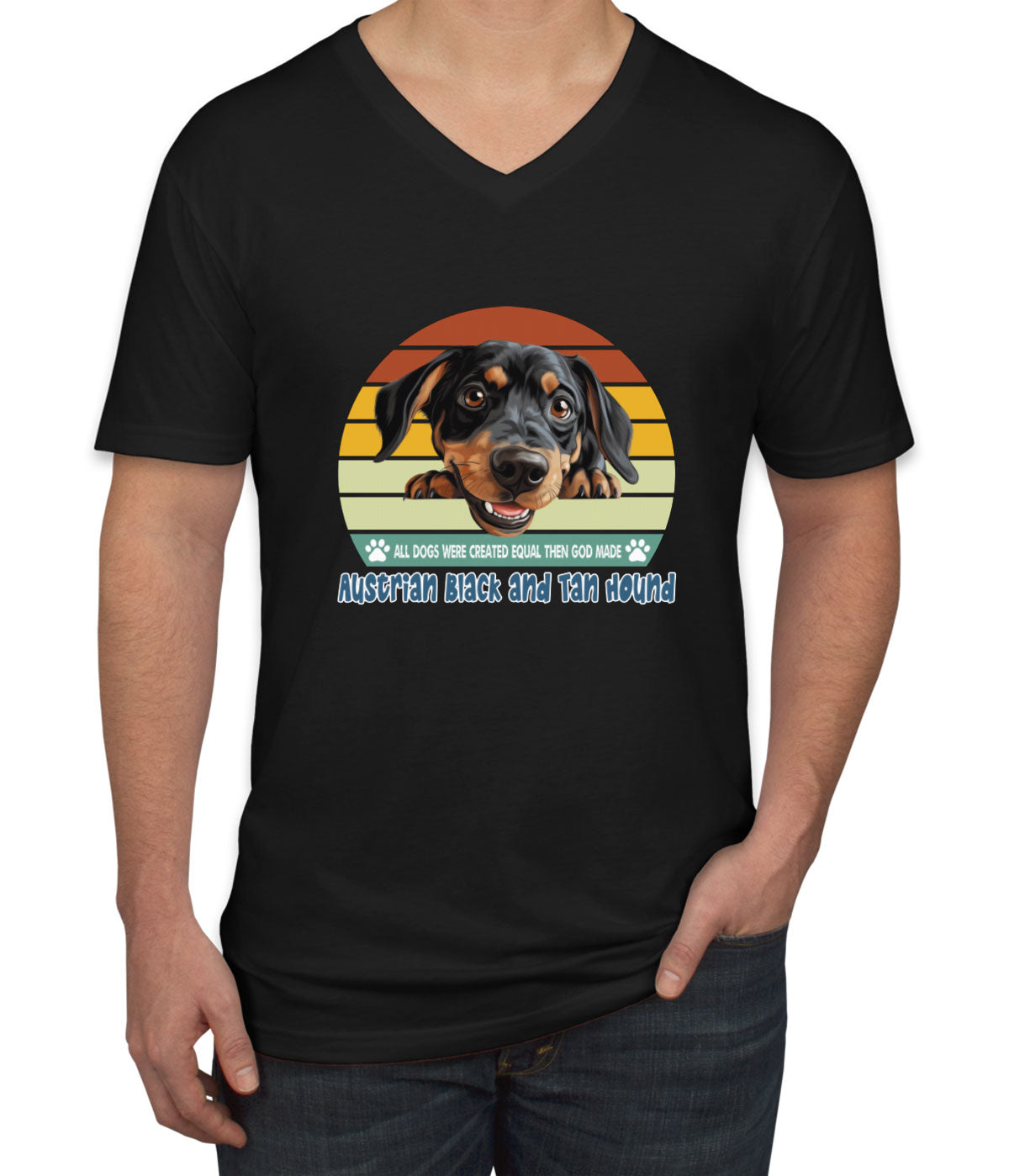 All Dogs Were Created Equal Austrian Black And Tan Hound Men's V Neck T-shirt