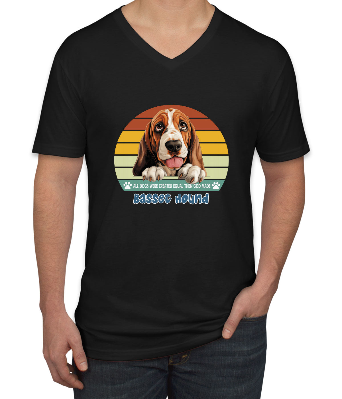 All Dogs Were Created Equal Basset Hound Men's V Neck T-shirt