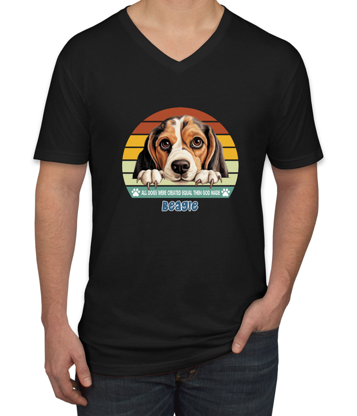 All Dogs Were Created Equal Beagle Men's V Neck T-shirt