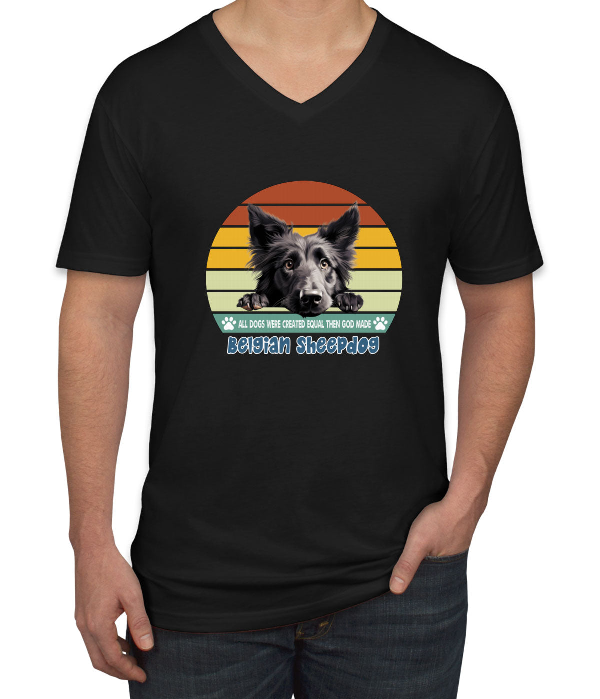 All Dogs Were Created Equal Belgian Sheepdog Men's V Neck T-shirt