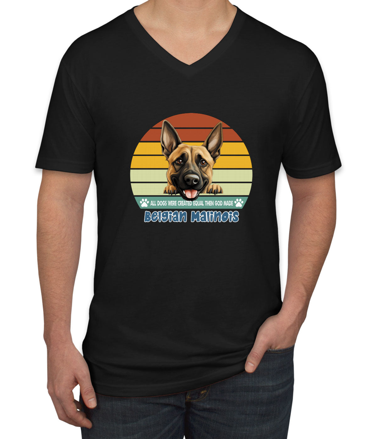 All Dogs Were Created Equal Belgian Malinois Men's V Neck T-shirt