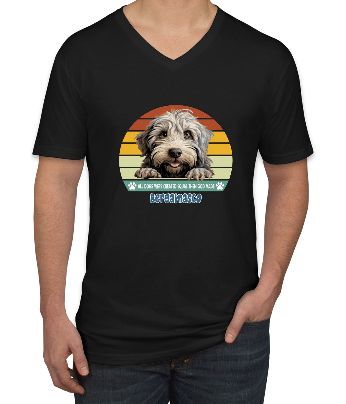 All Dogs Were Created Equal Bergamasco Men's V Neck T-shirt