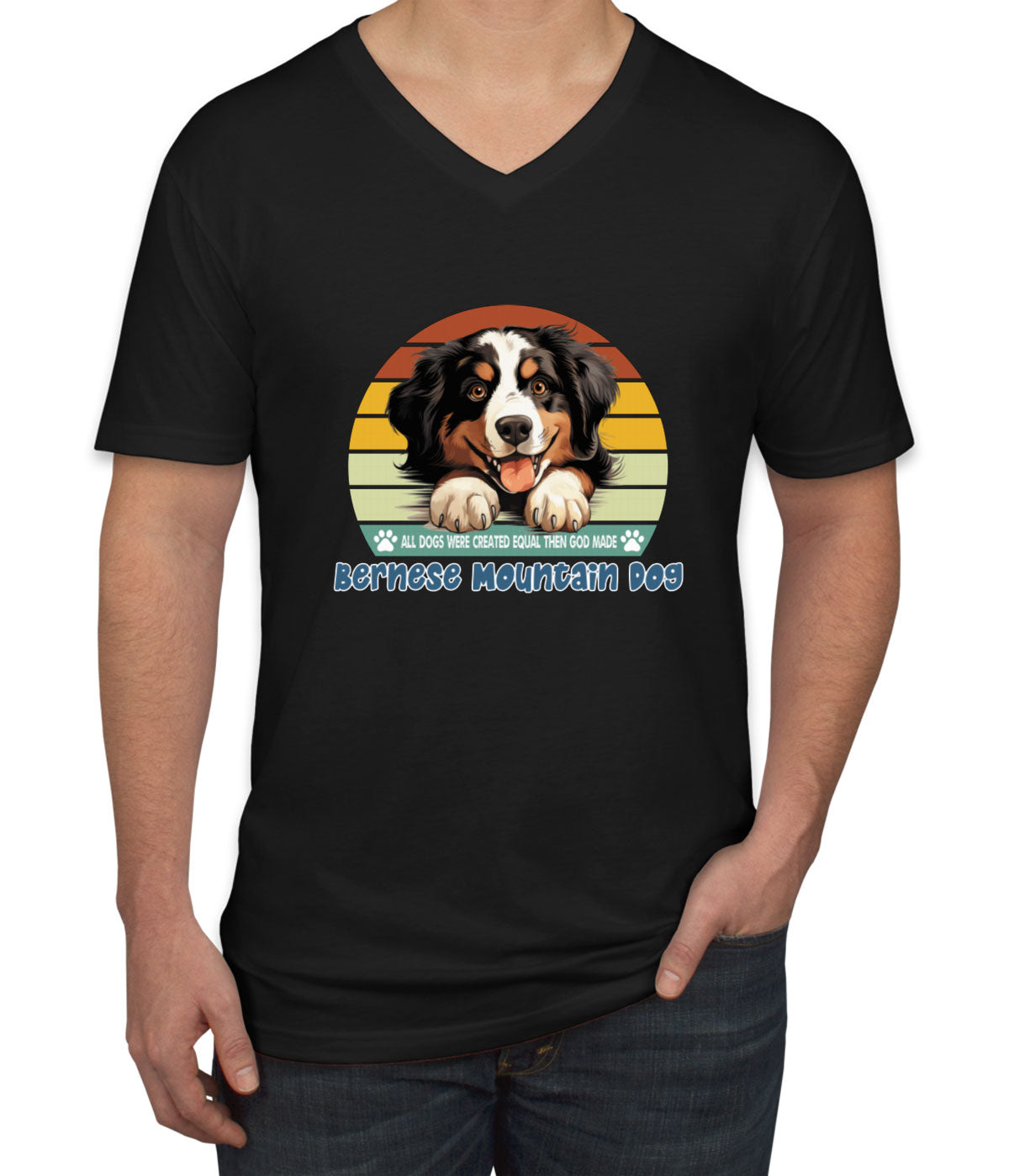 All Dogs Were Created Equal Bernese Mountain Dog Men's V Neck T-shirt