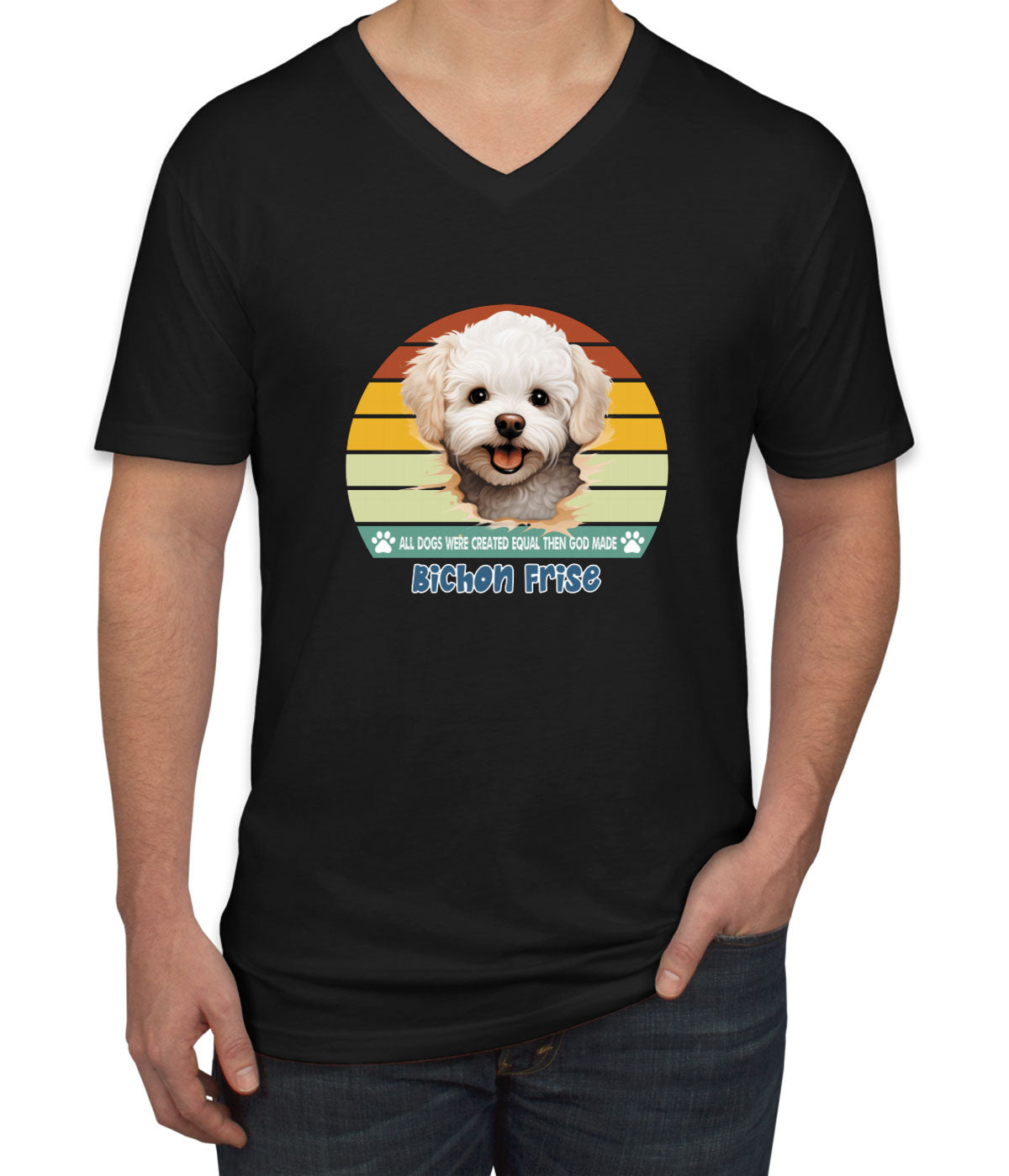 All Dogs Were Created Equal Bichon Frise Men's V Neck T-shirt