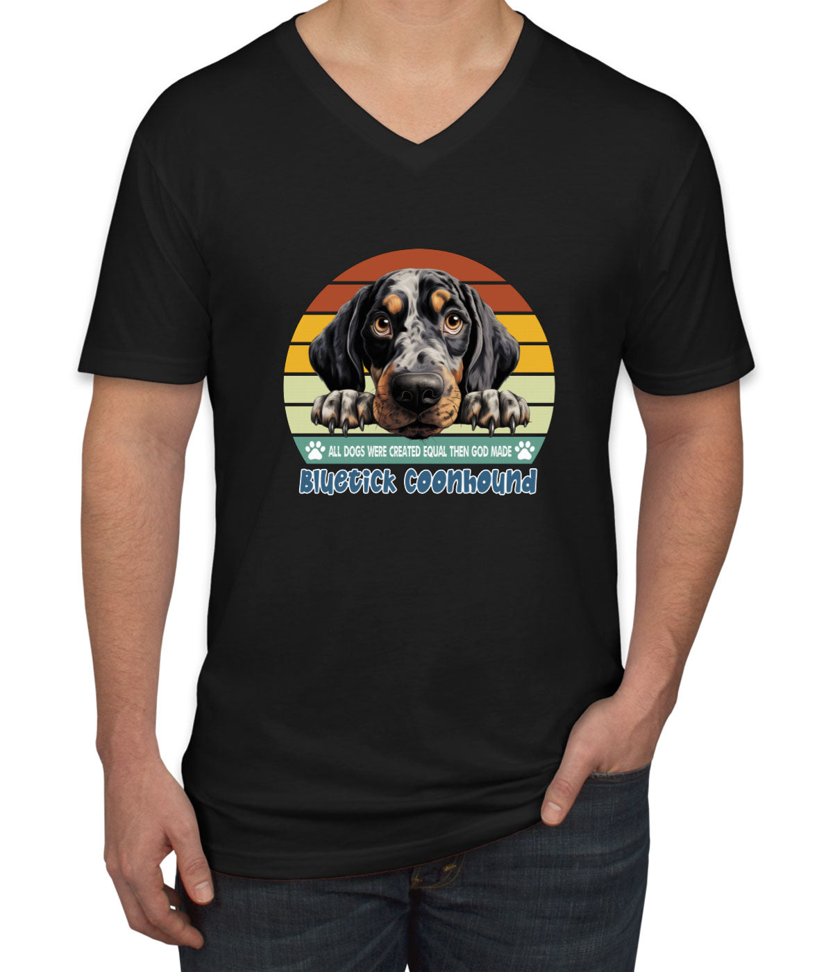 All Dogs Were Created Equal Bluetick Coonhound Men's V Neck T-shirt