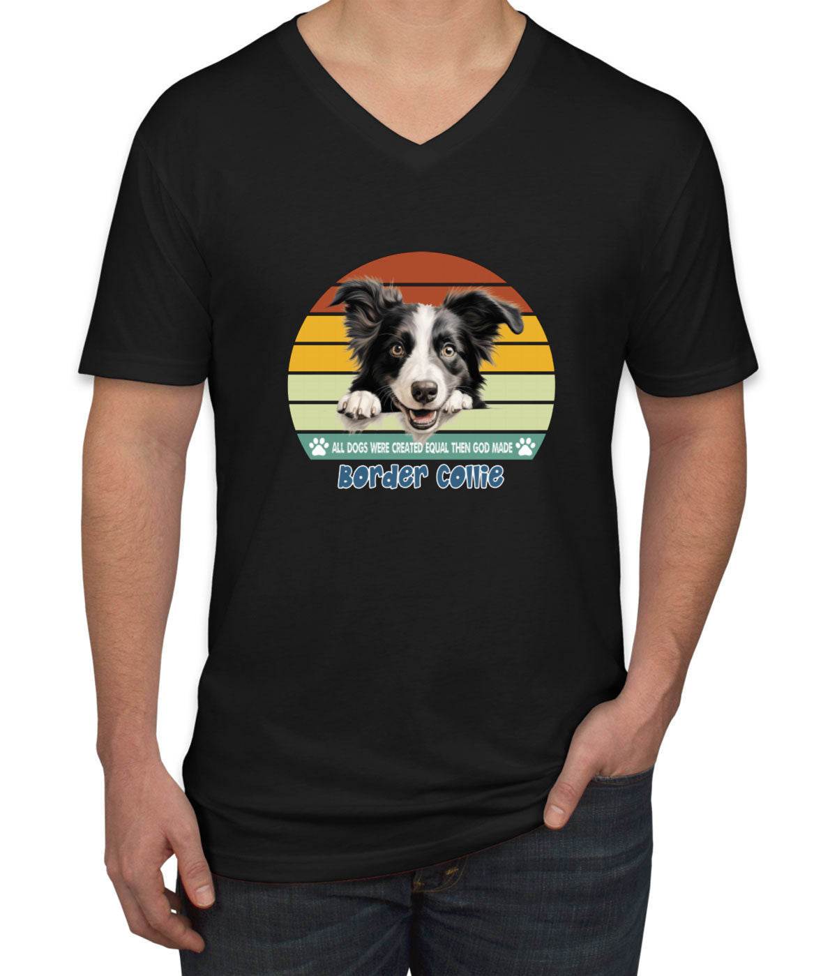 All Dogs Were Created Equal Border Collie Men's V Neck T-shirt