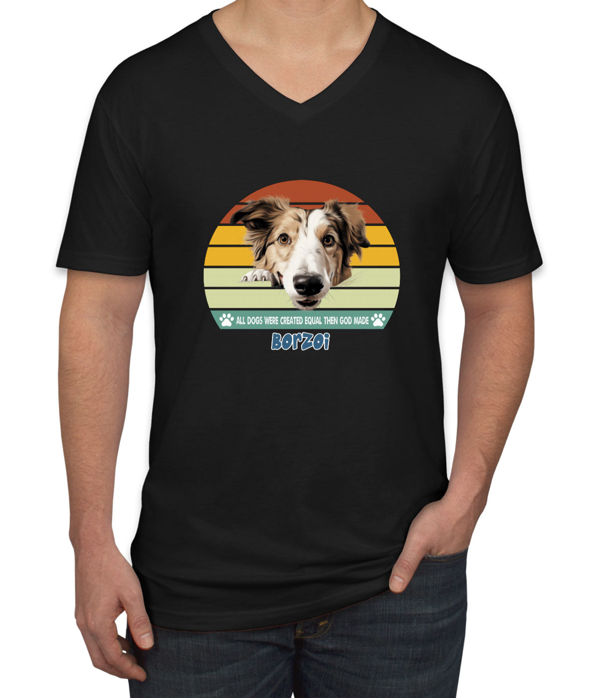 All Dogs Were Created Equal Borzoi Men's V Neck T-shirt