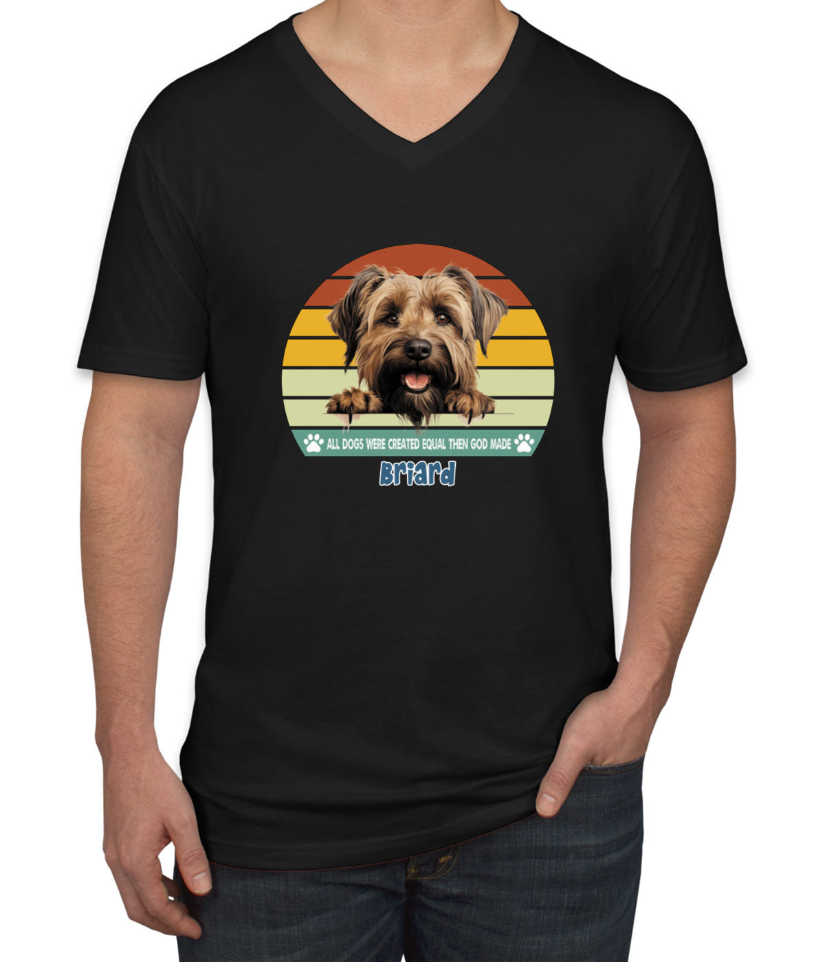 All Dogs Were Created Equal Briard Men's V Neck T-shirt