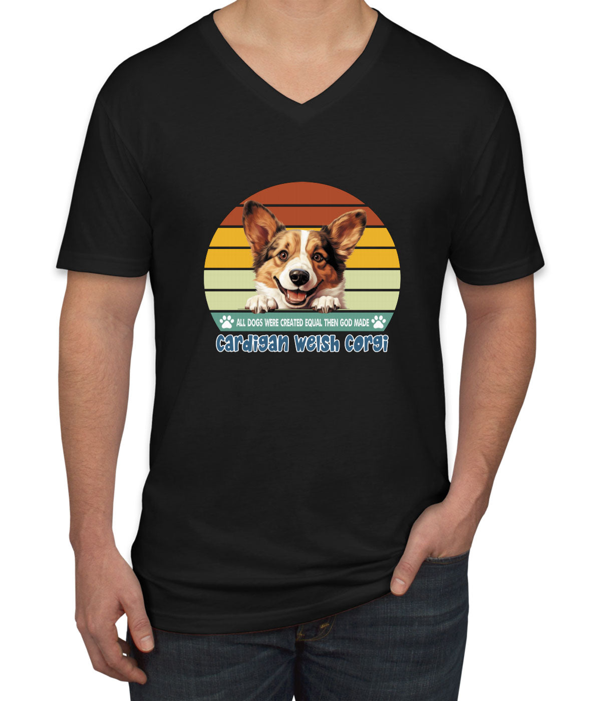 All Dogs Were Created Equal Cardigan Welsh Corgi Men's V Neck T-shirt