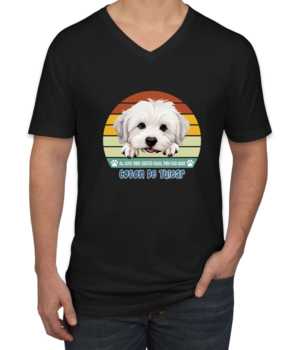 All Dogs Were Created Equal Coton De Tulear Men's V Neck T-shirt