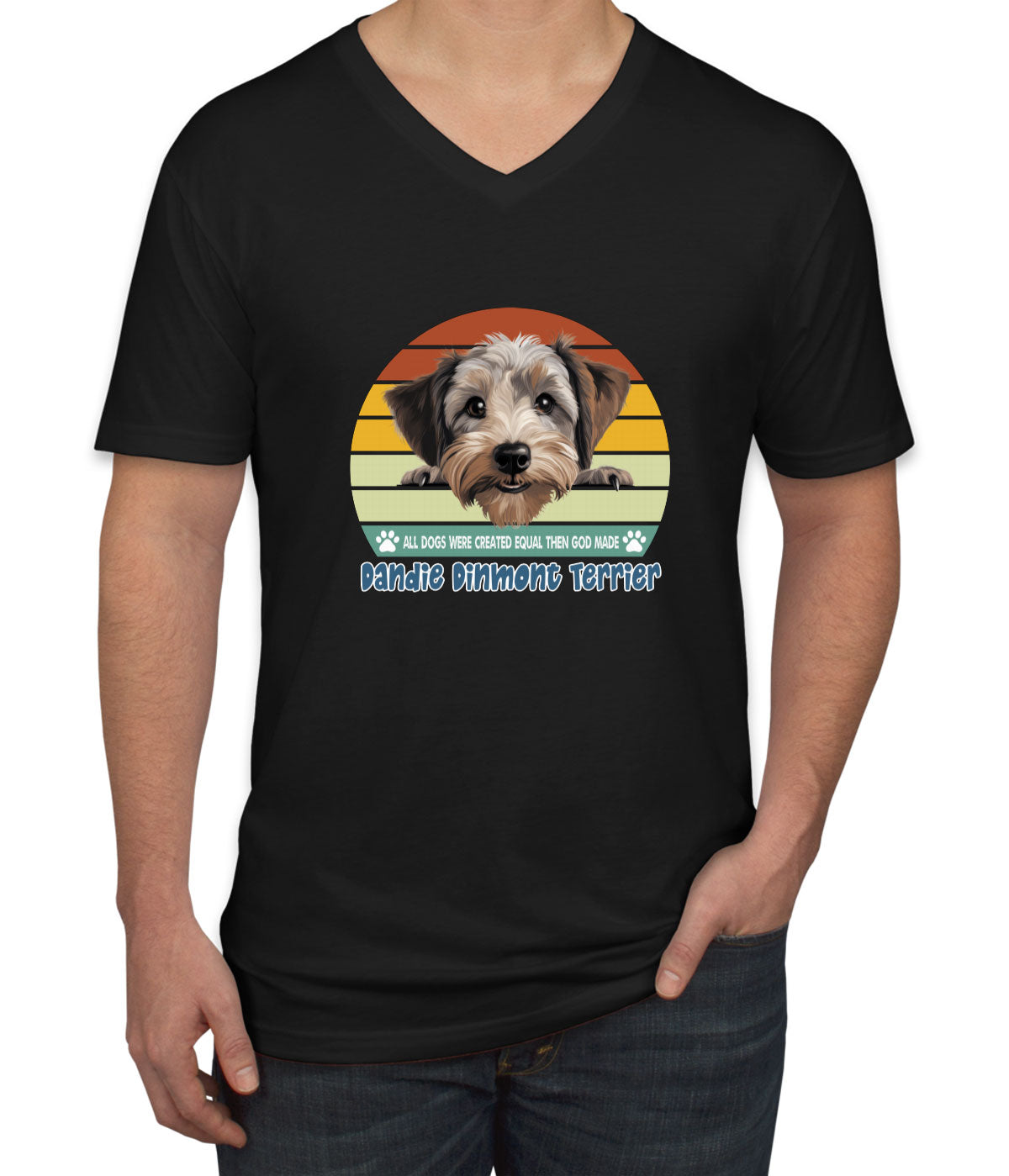 All Dogs Were Created Equal Dandie Dinmont Terrier Men's V Neck T-shirt