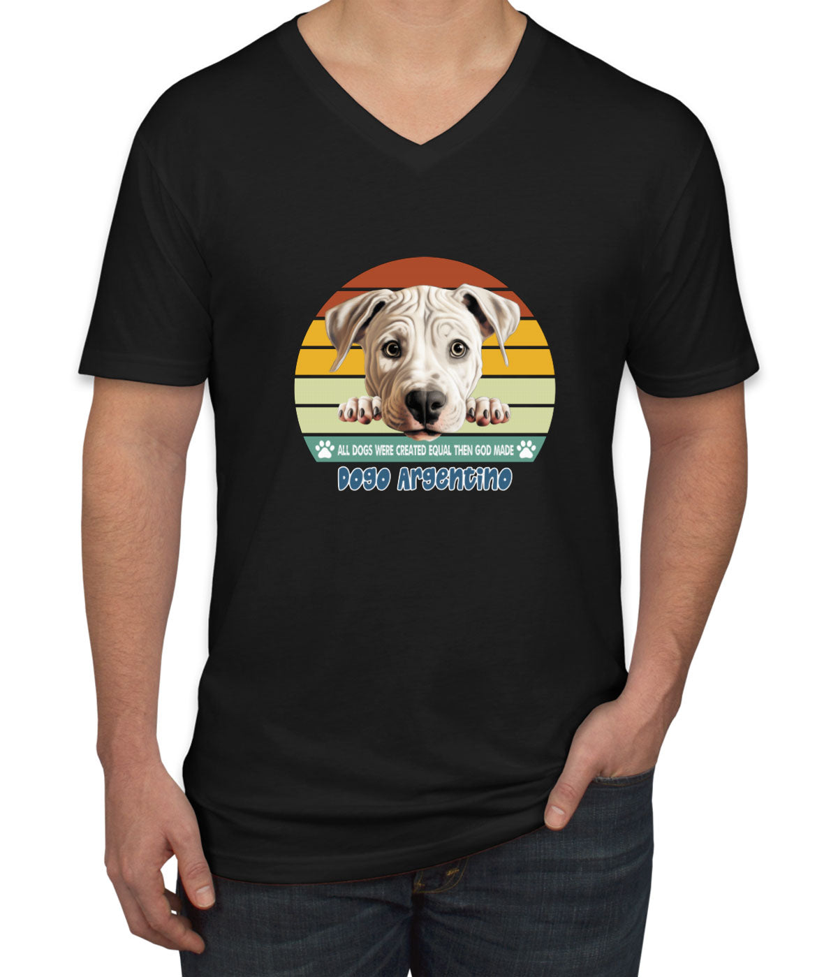 All Dogs Were Created Equal Dogo Argentino Men's V Neck T-shirt