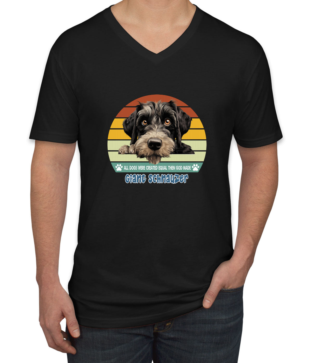 All Dogs Were Created Equal Giant Schnauzer Men's V Neck T-shirt