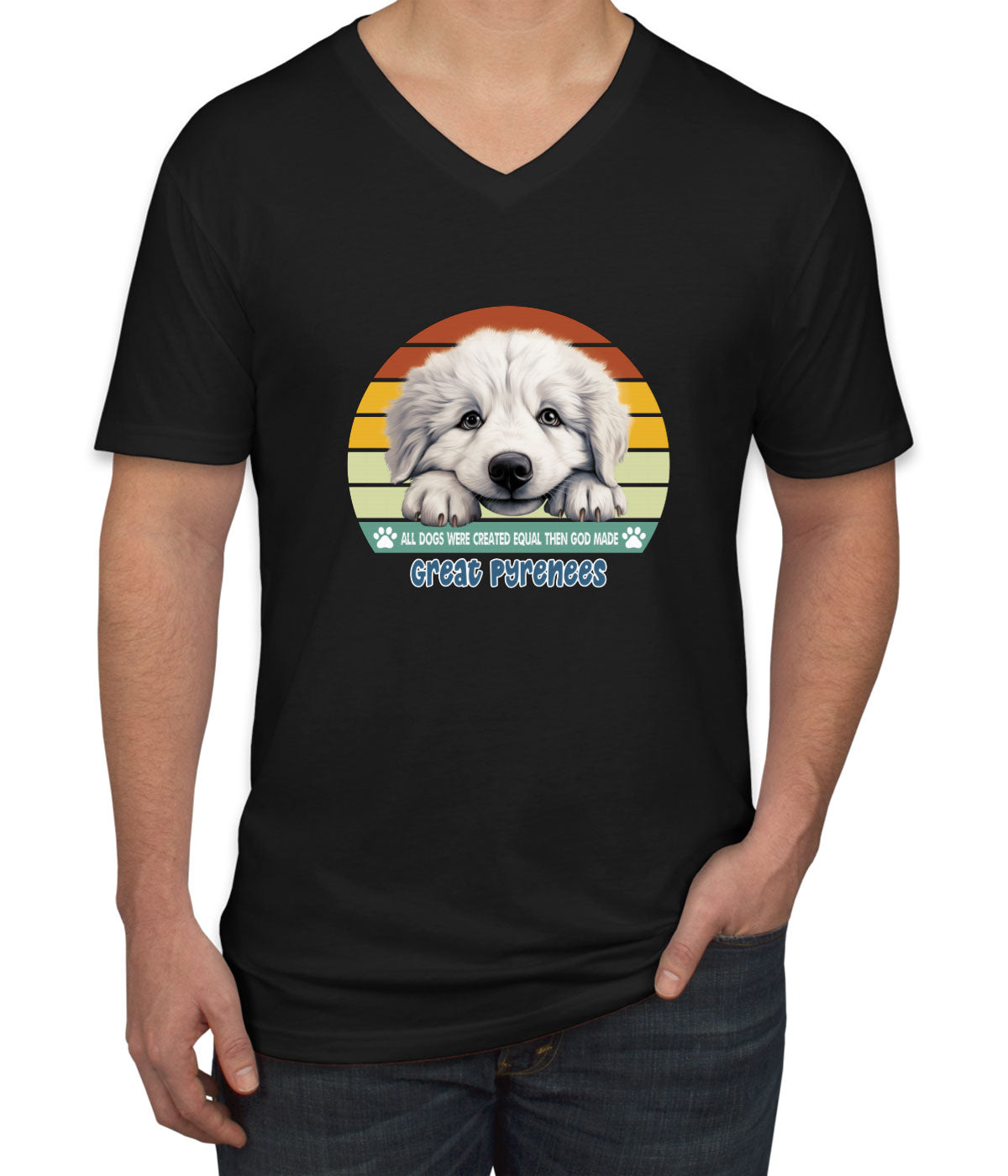 All Dogs Were Created Equal Great Pyrenees Men's V Neck T-shirt