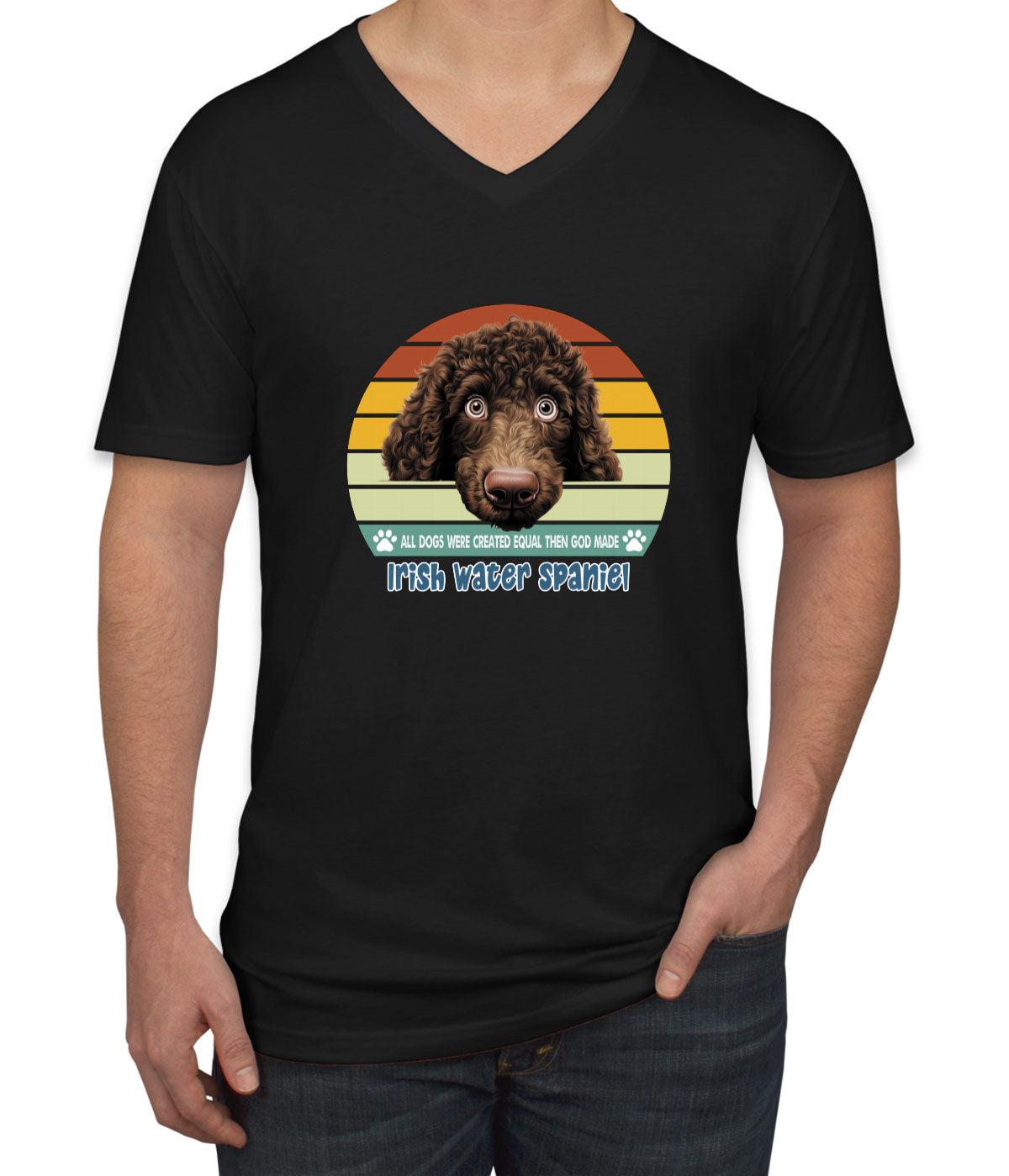 All Dogs Were Created Equal Irish Water Spaniel Men's V Neck T-shirt