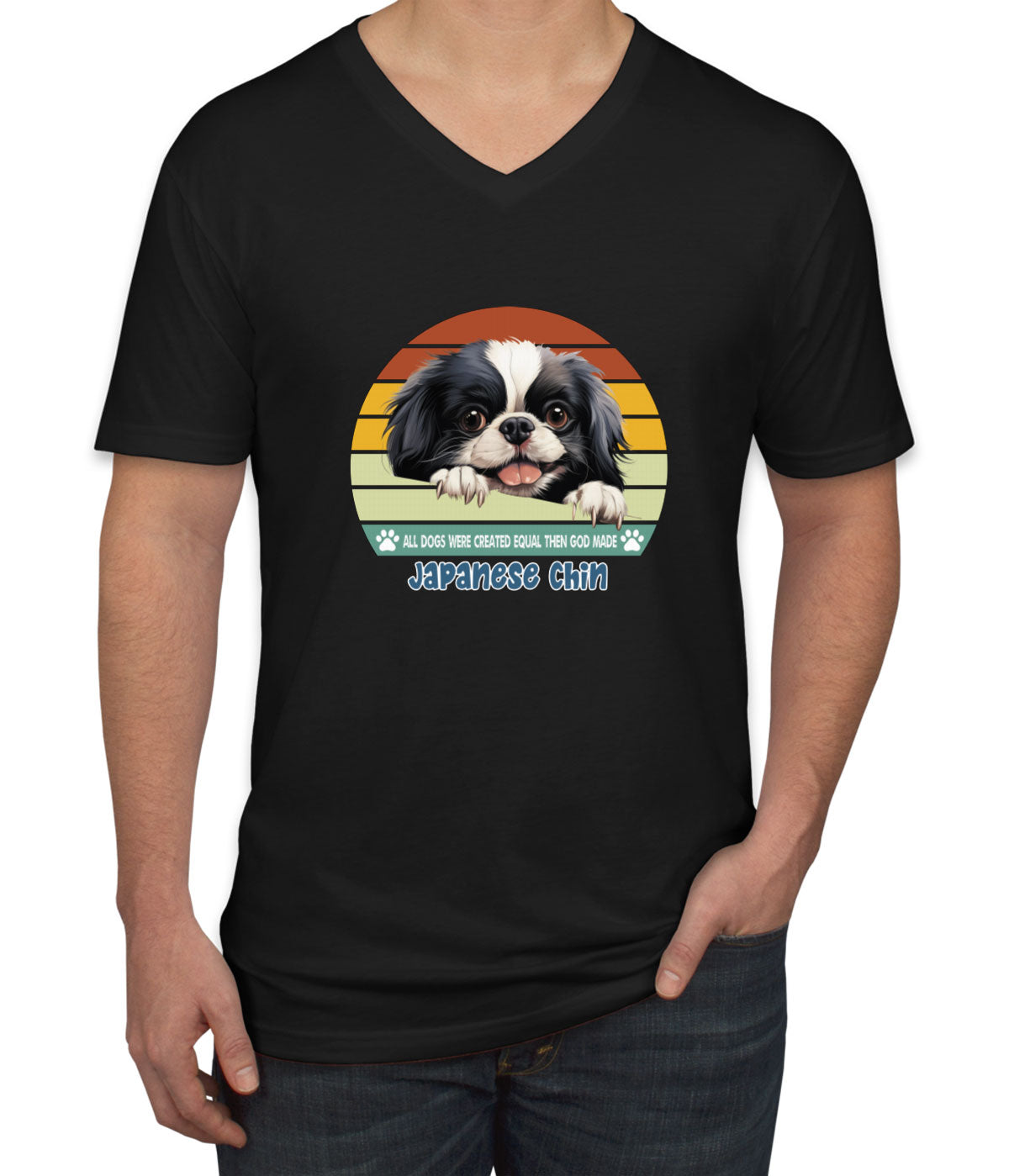 All Dogs Were Created Equal Japanese Chin Men's V Neck T-shirt