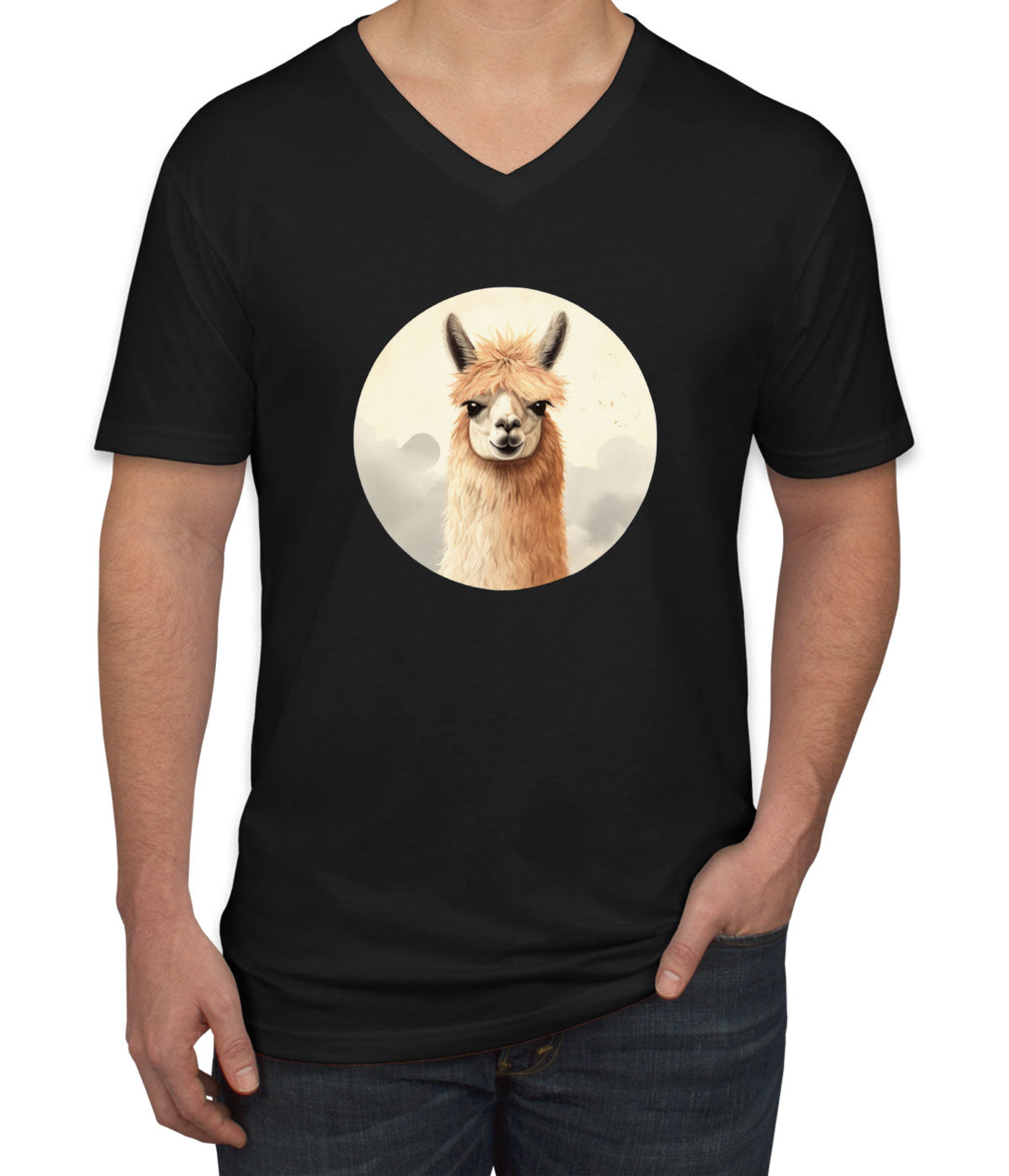 Vintage Lllama Men's V Neck T-shirt