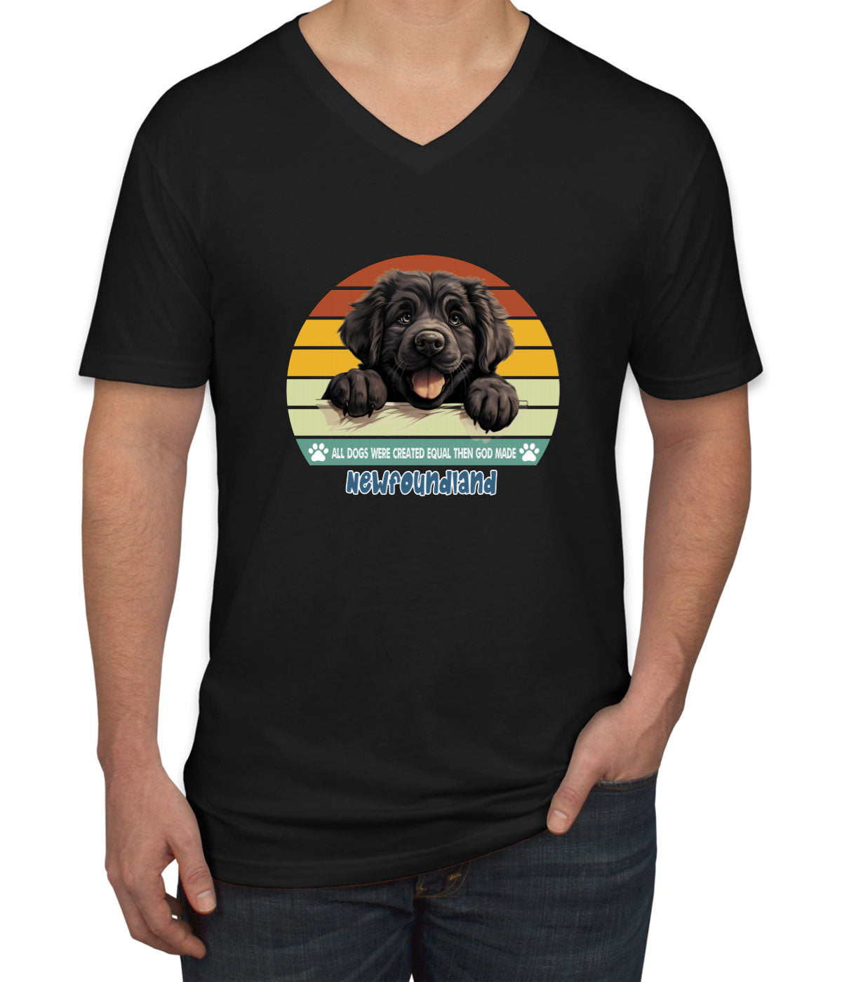 All Dogs Were Created Equal Newfoundland Men's V Neck T-shirt