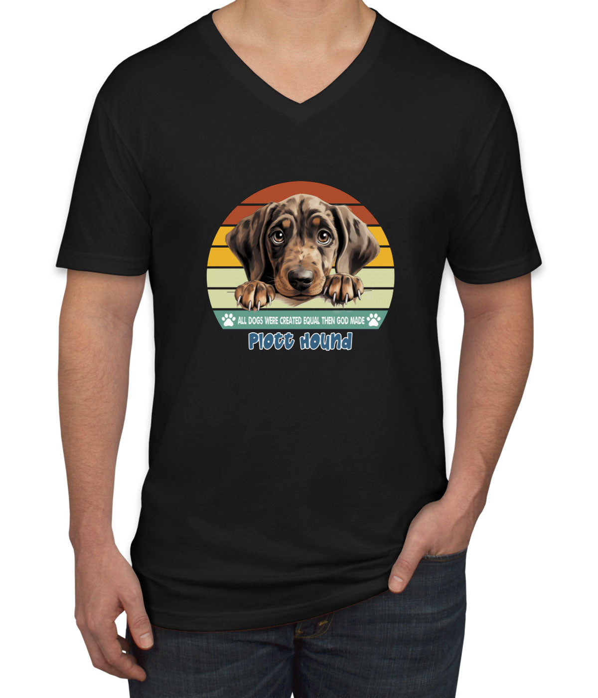 All Dogs Were Created Equal Plott Hound Men's V Neck T-shirt