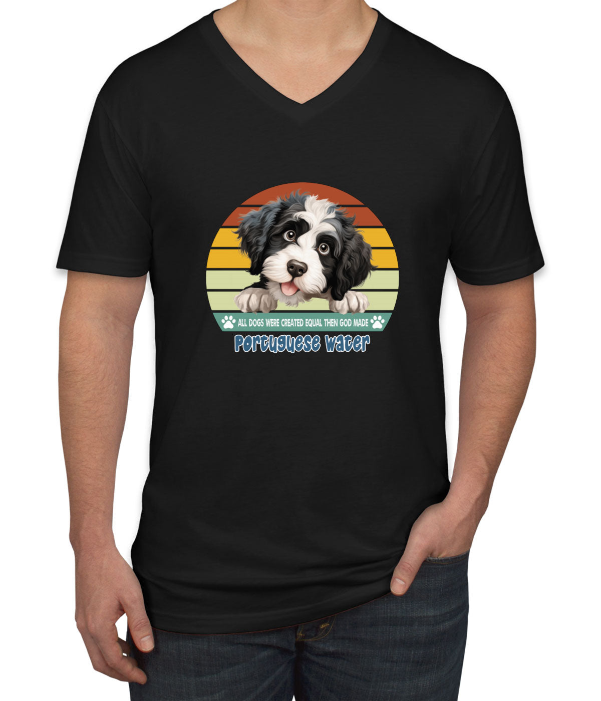 All Dogs Were Created Equal Portuguese Water Men's V Neck T-shirt