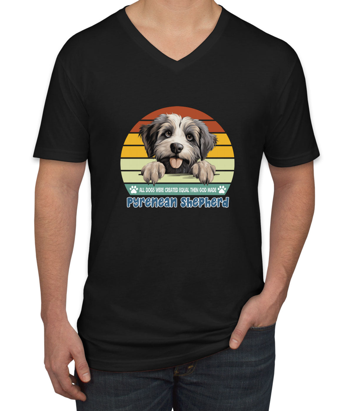 All Dogs Were Created Equal Pyrenean Shepherd Men's V Neck T-shirt