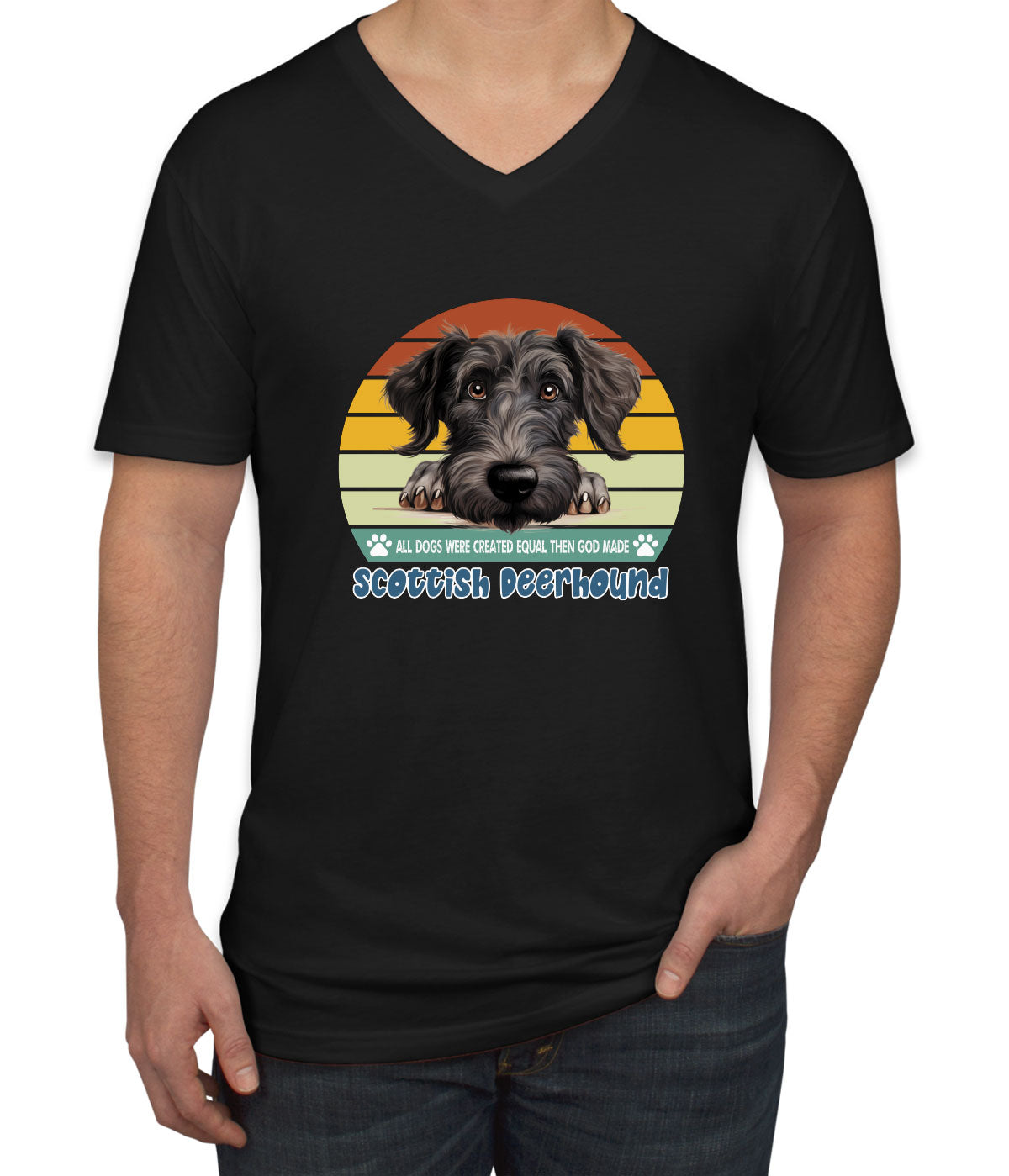 All Dogs Were Created Equal Scottish Deerhound Men's V Neck T-shirt