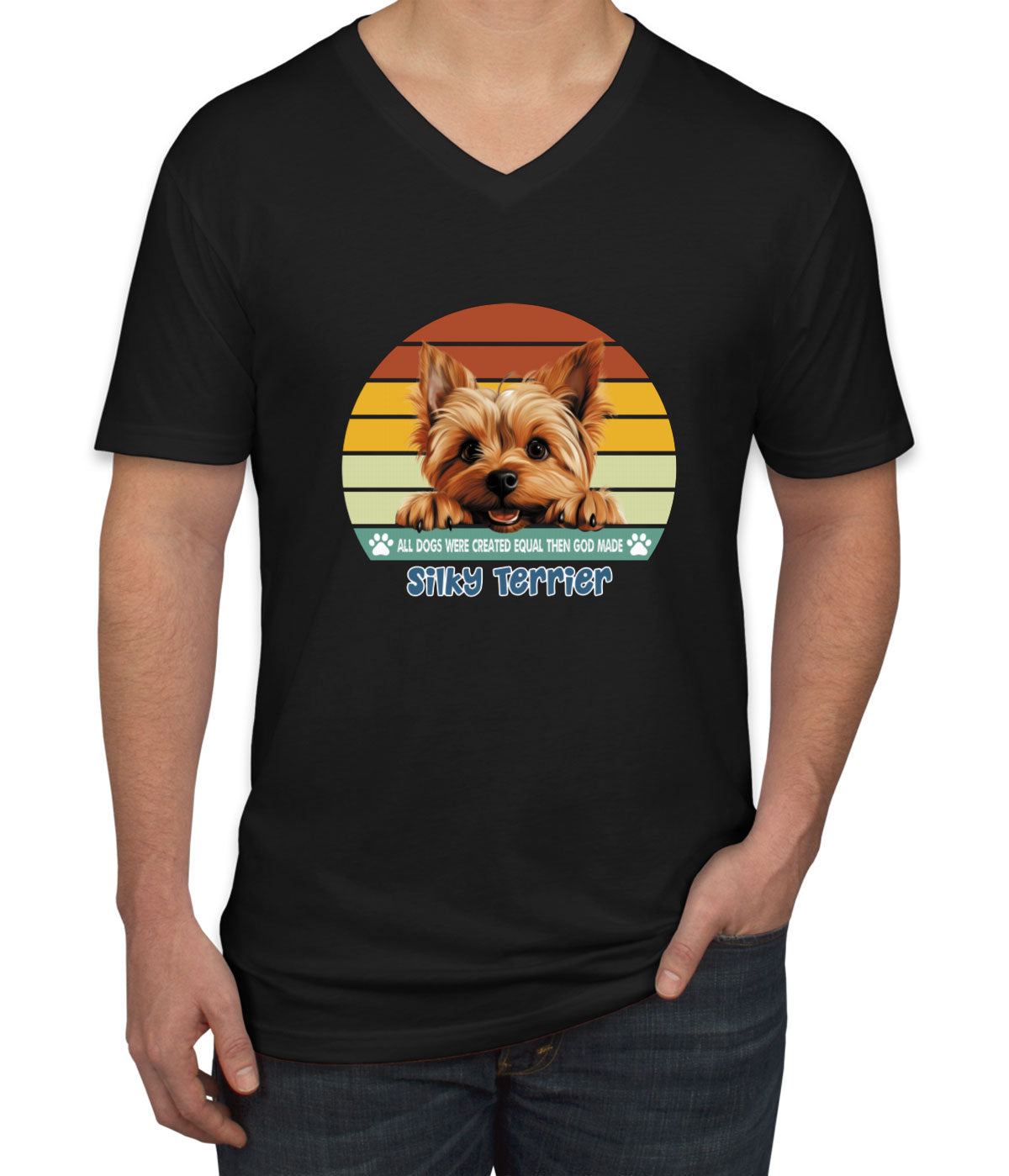 All Dogs Were Created Equal Silky Terrier Men's V Neck T-shirt