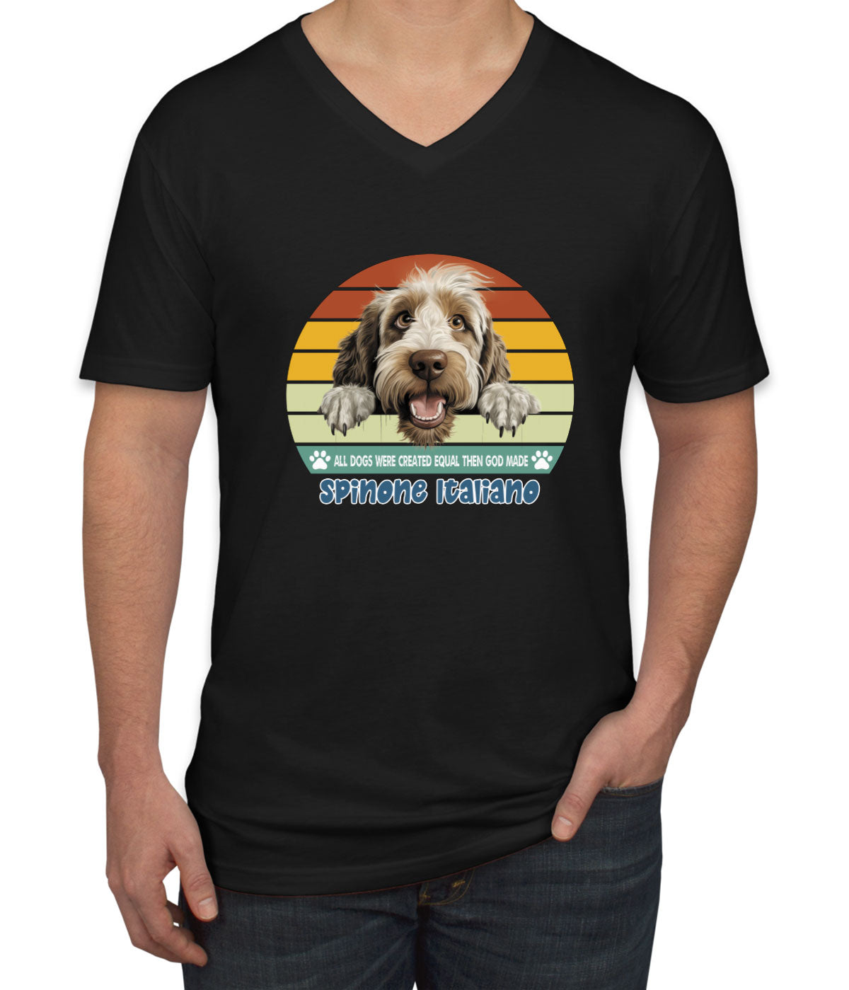 All Dogs Were Created Equal Spinone Italiano Men's V Neck T-shirt