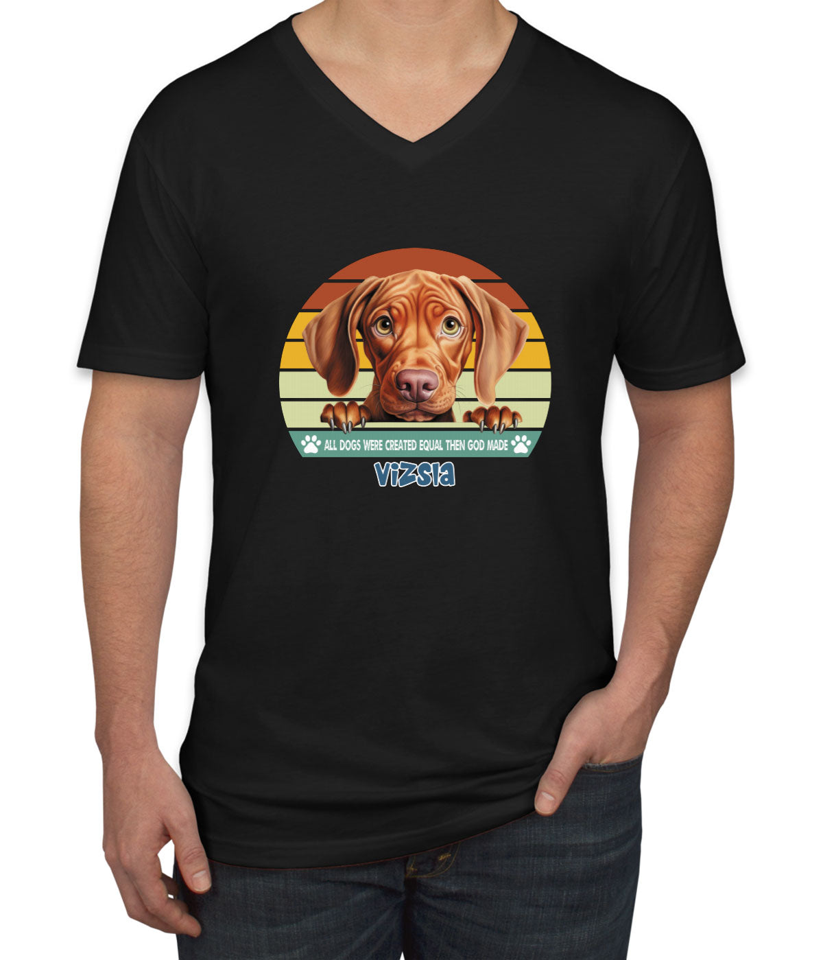 All Dogs Were Created Equal Vizsla Men's V Neck T-shirt