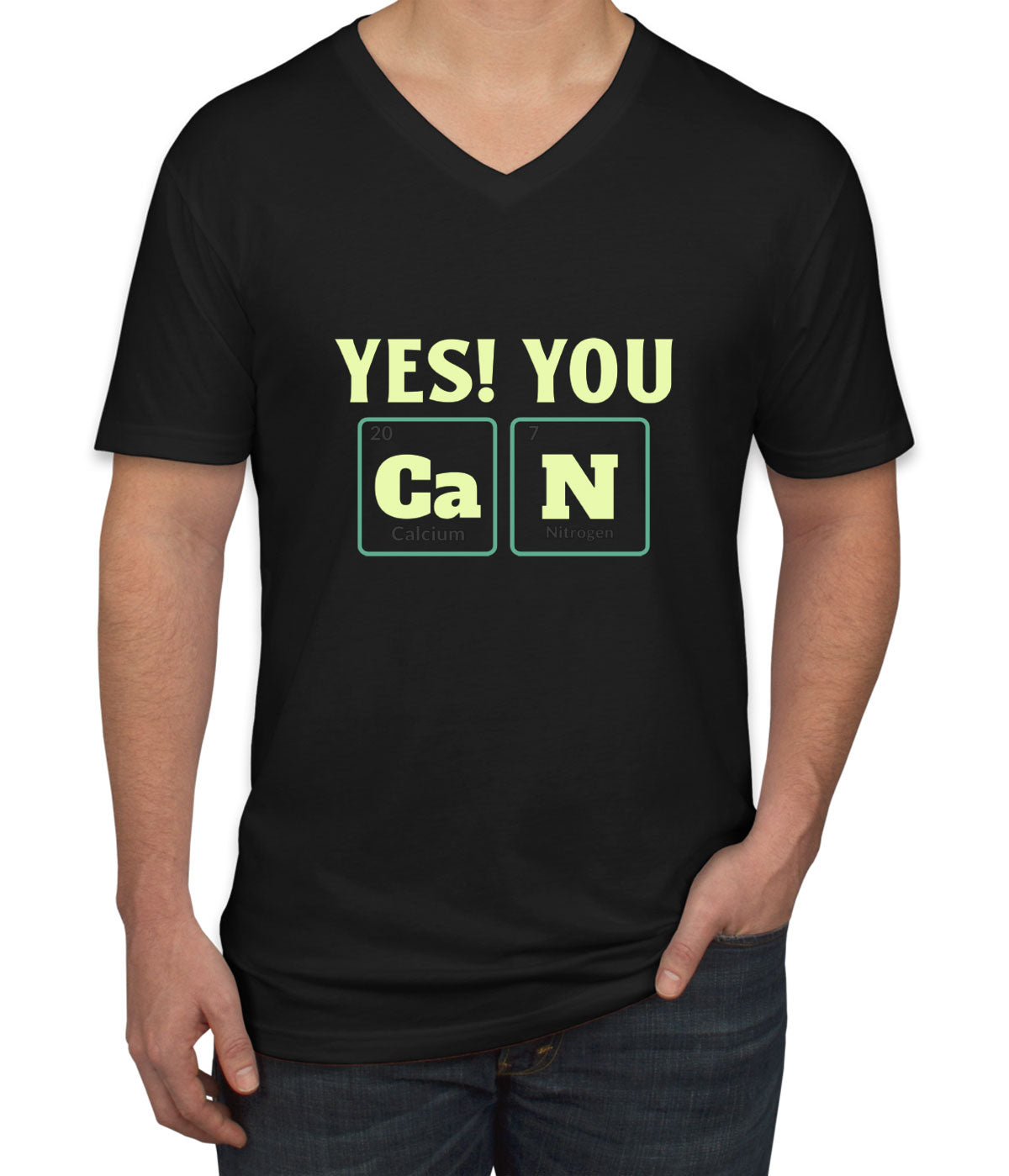 Yes You Can Funny Periodic Table Men's V Neck T-shirt