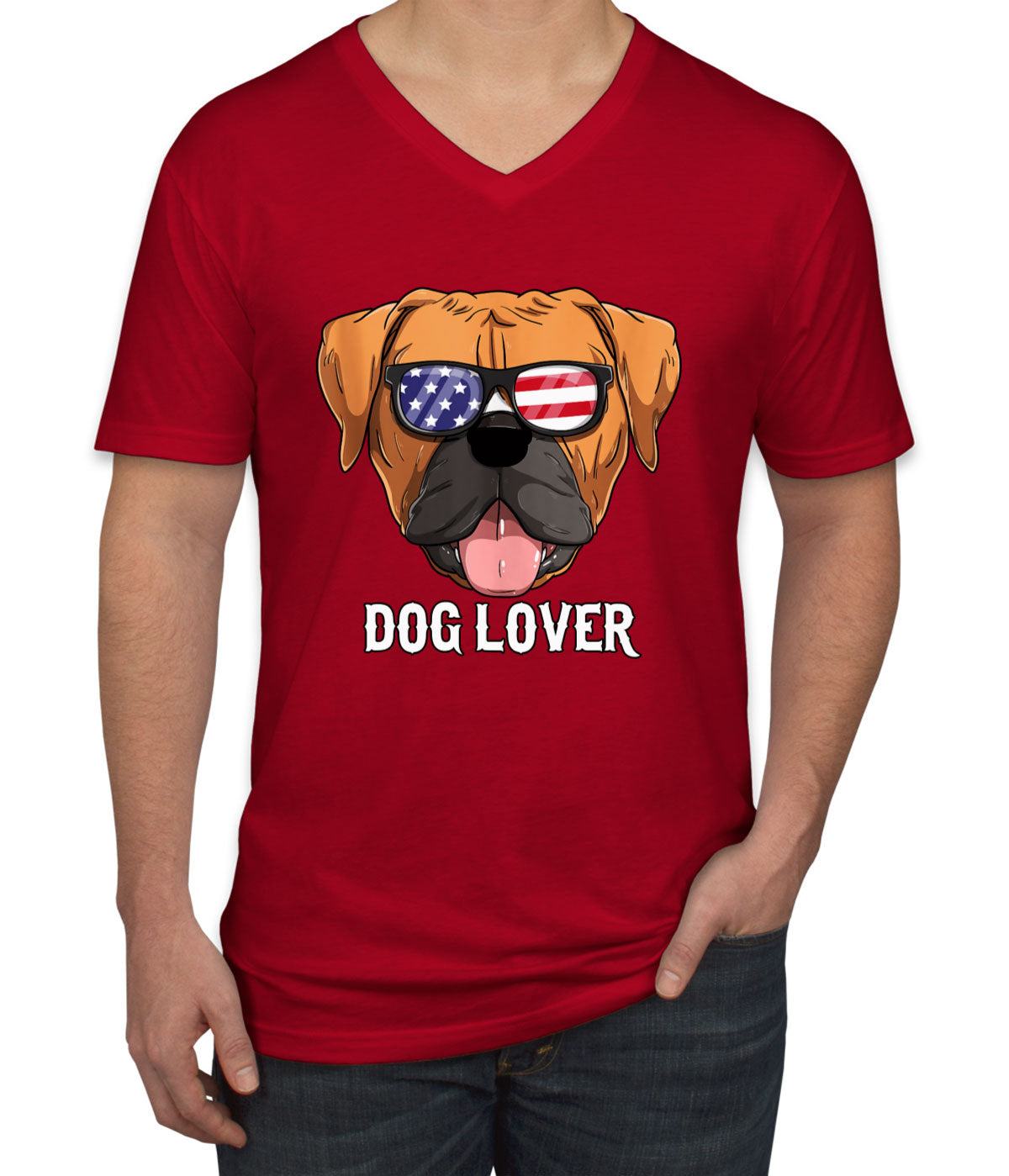 American Boxer Dog Lover Men's V Neck T-shirt