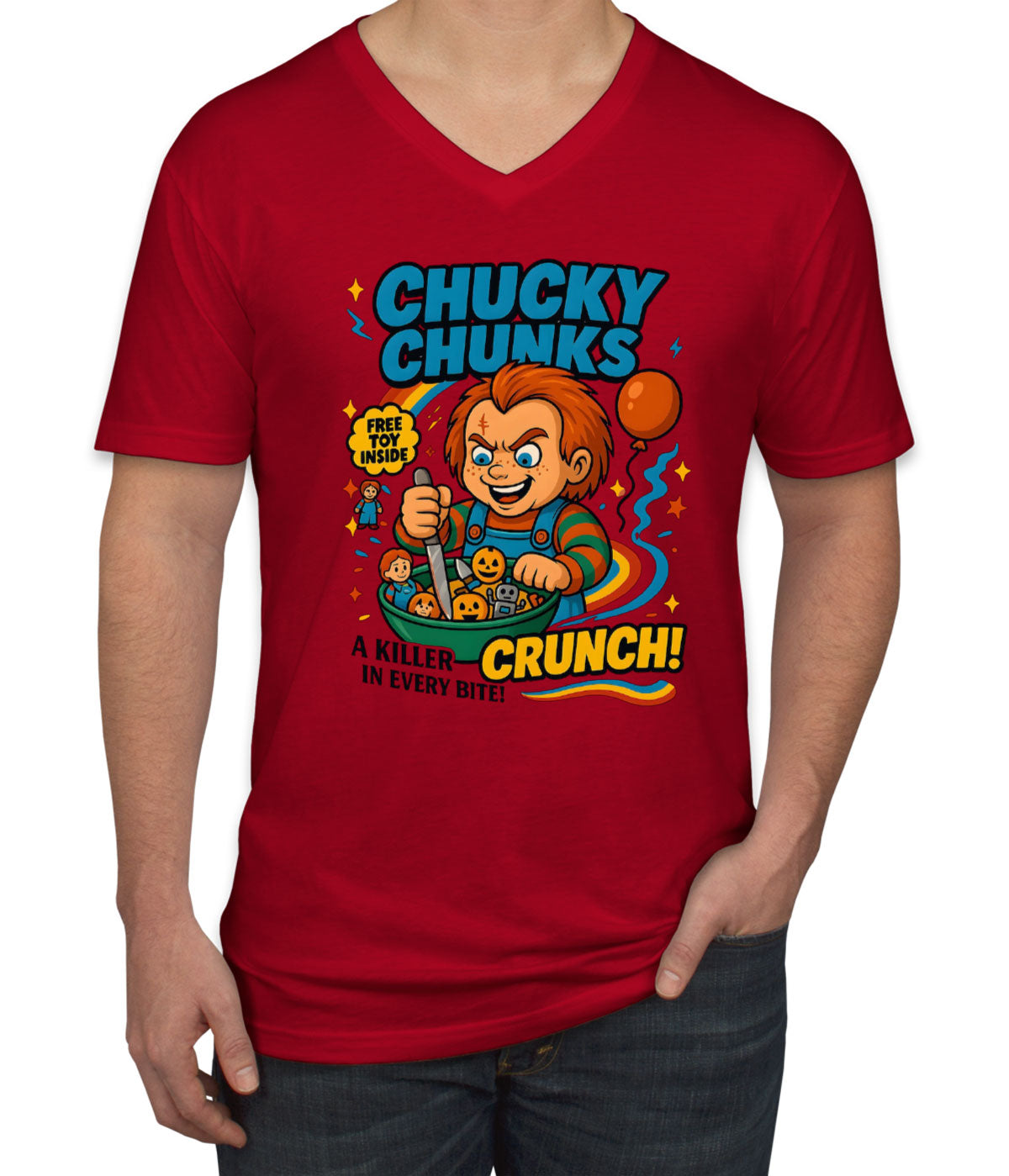Chucky Chuncks Halloween  Men's V Neck T-shirt