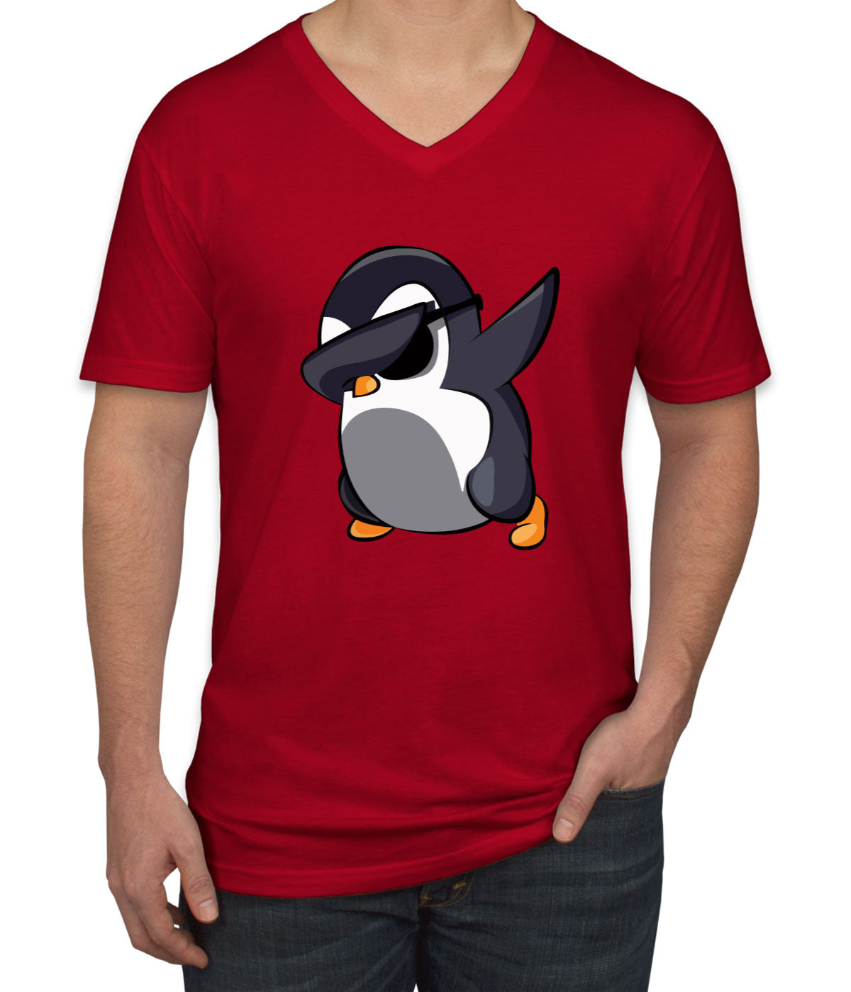 Dabbing Penguin Men's V Neck T-shirt