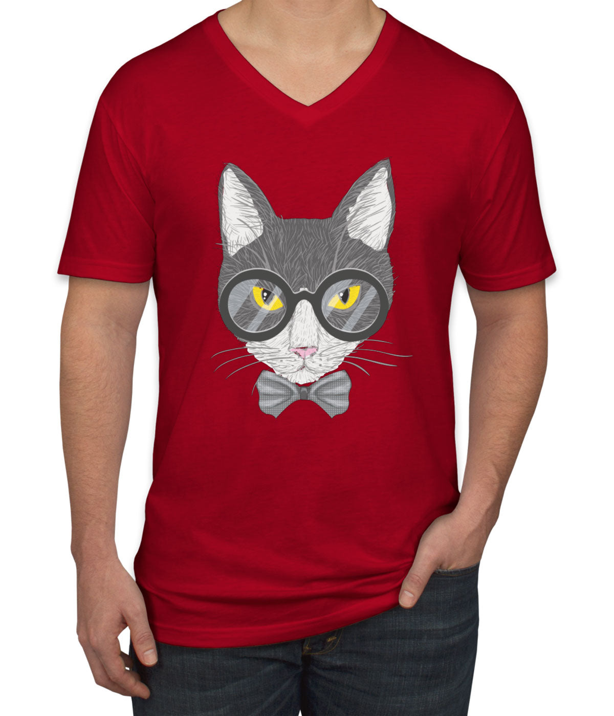 Hipster Cat Men's V Neck T-shirt