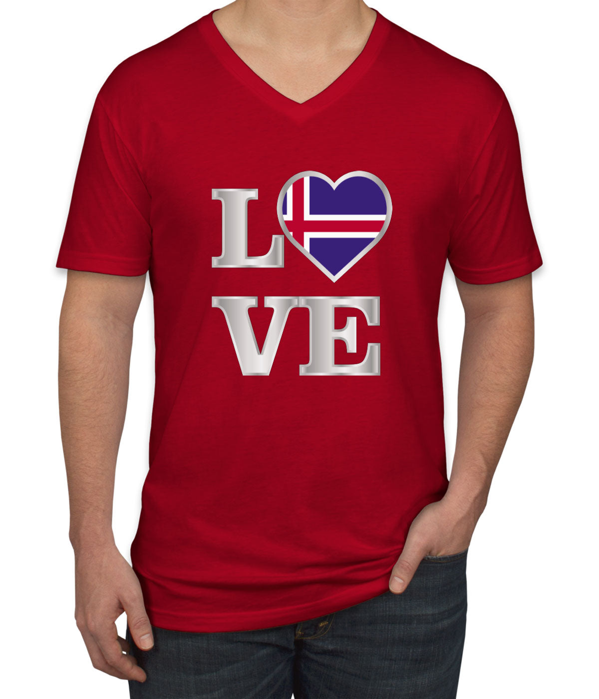 Iceland Love Men's V Neck T-shirt