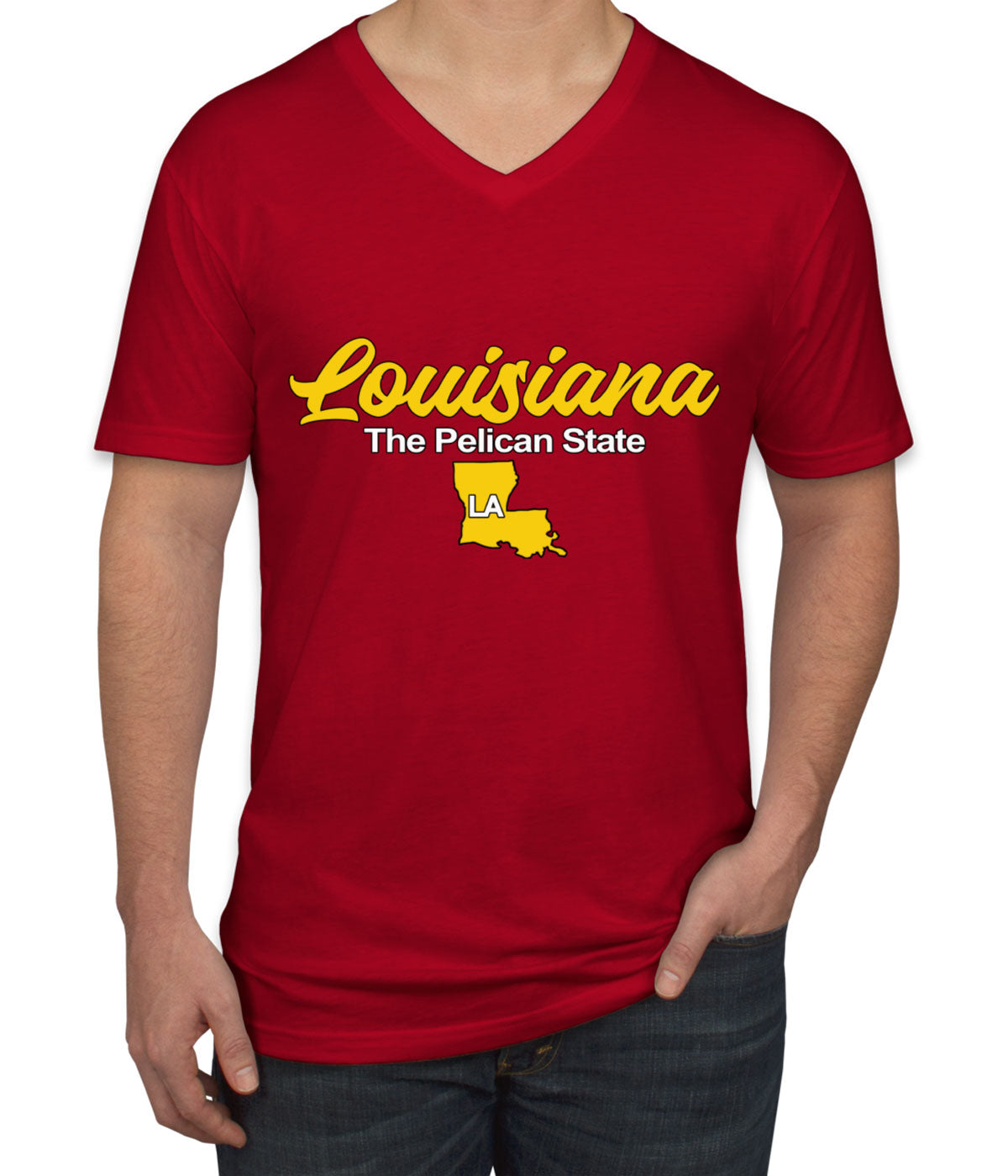 Louisiana The Pelican State Men's V Neck T-shirt