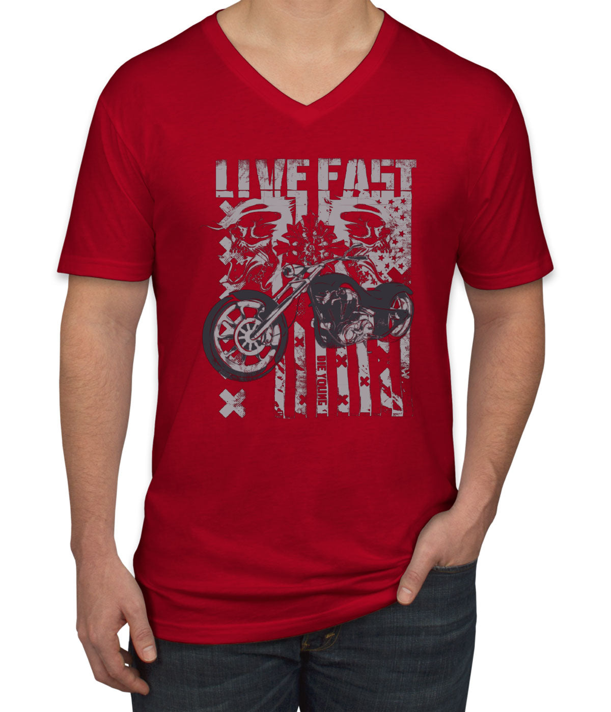 Live Fast Die Young Men's V Neck T-shirt