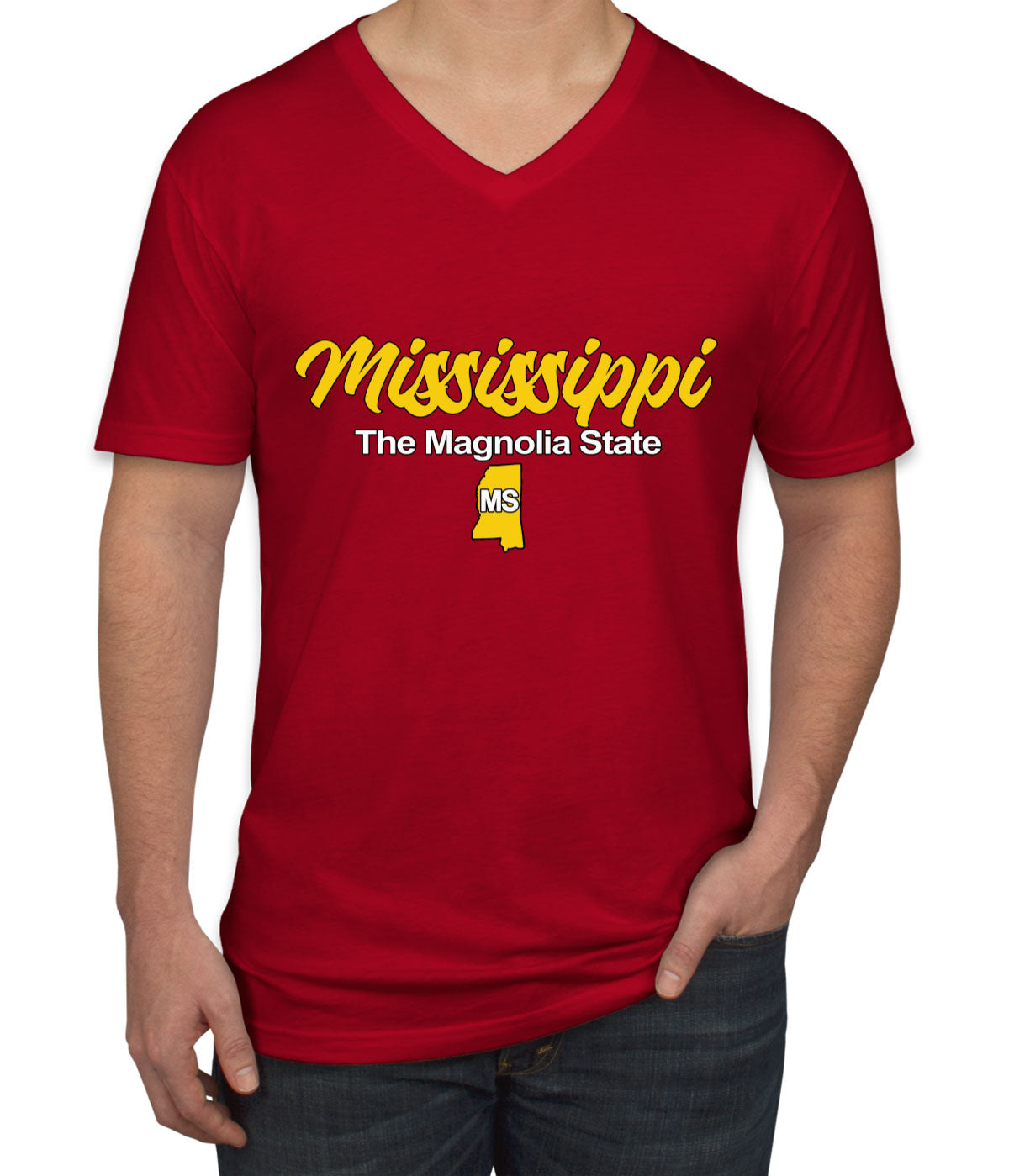 Mississippi The Magnolia State Men's V Neck T-shirt