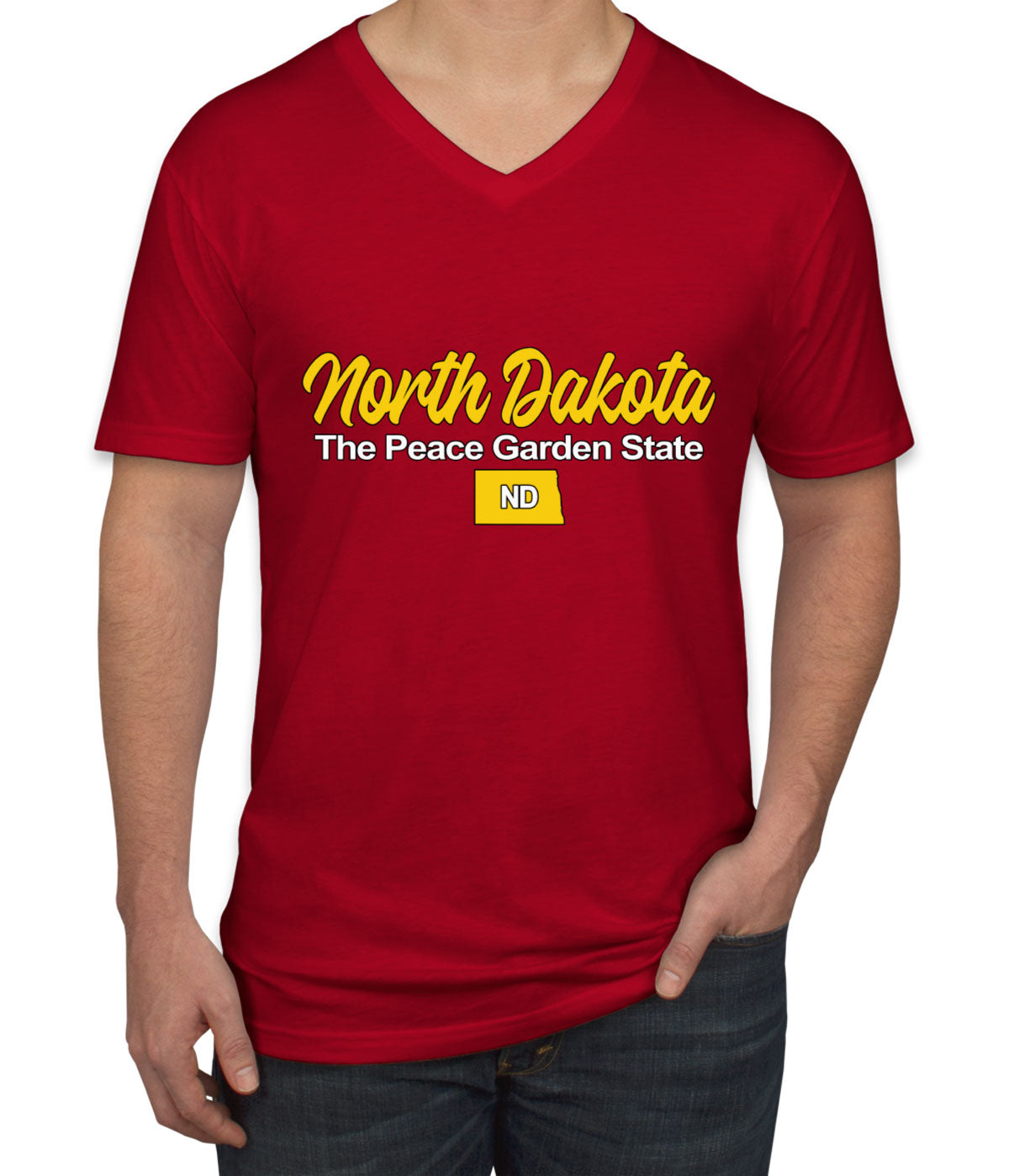 North Dakota The Peace Garden State Men's V Neck T-shirt