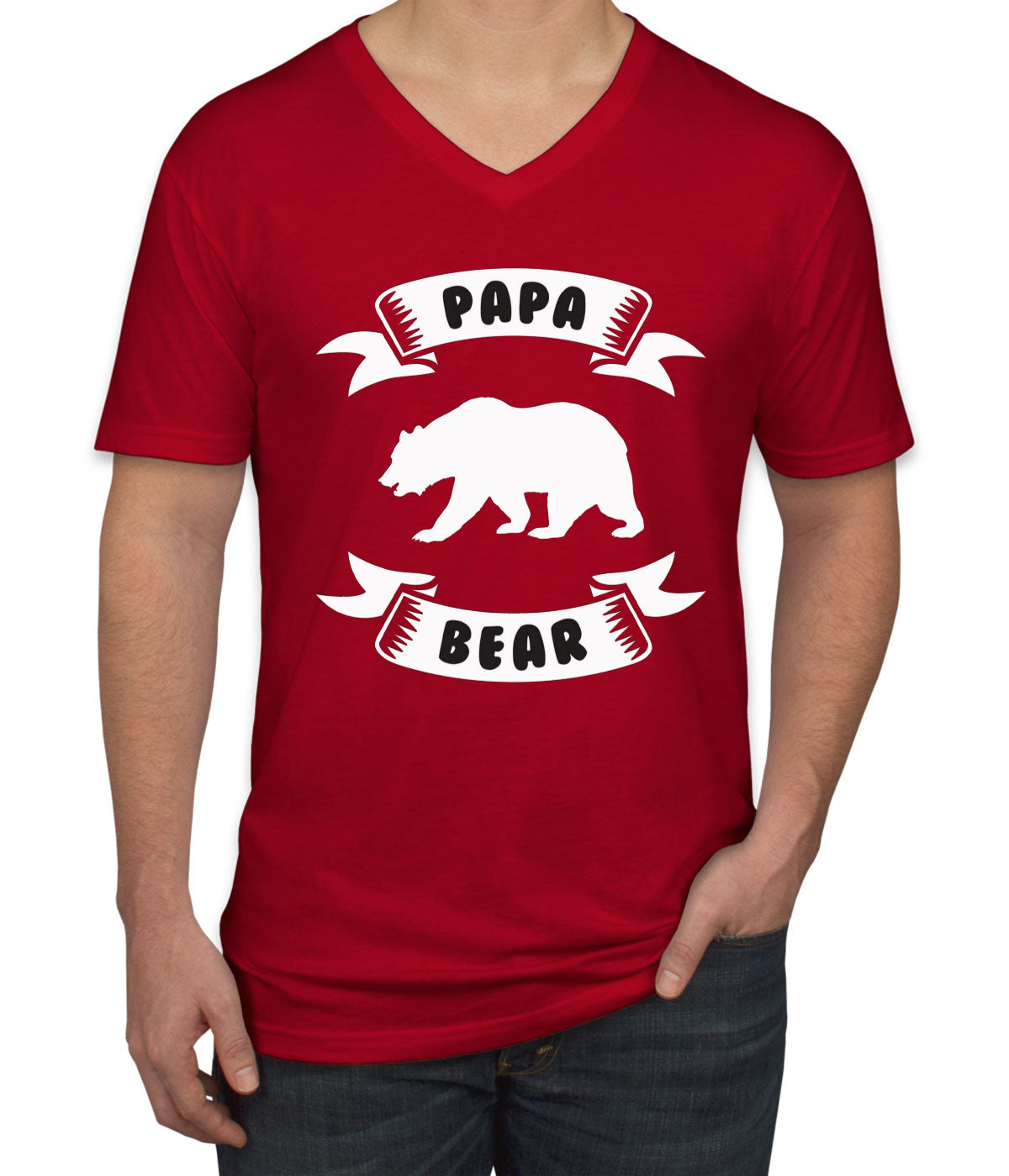 Papa Bear Men's V Neck T-shirt