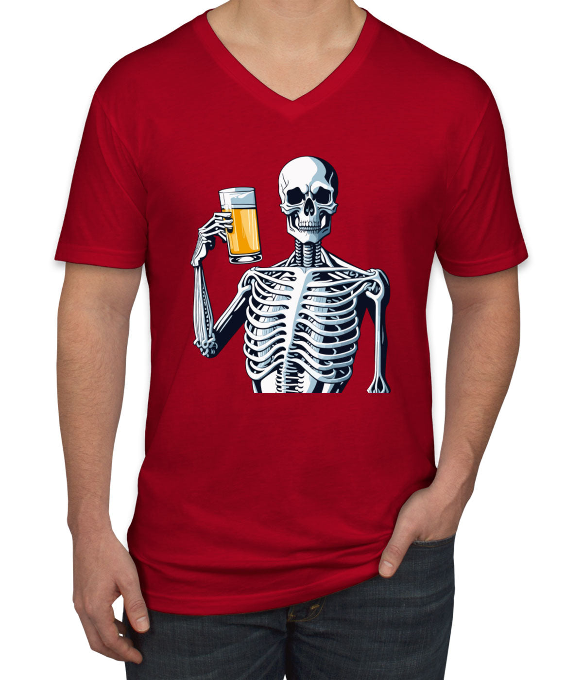 Skeleton Beer Men's V Neck T-shirt