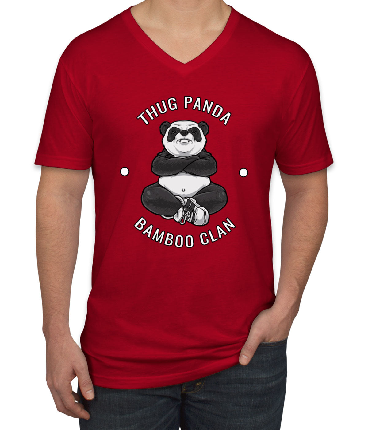 Thug Panda Bamboo Clan Men's V Neck T-shirt