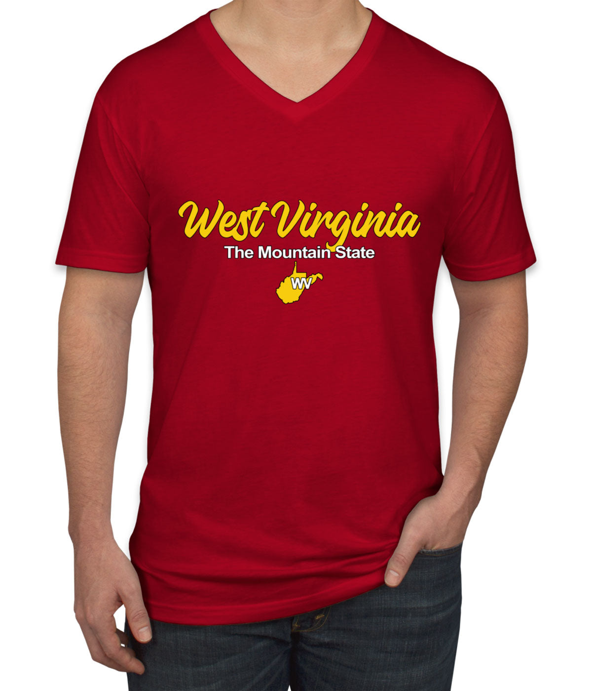 West Virginia The Mountain State Men's V Neck T-shirt
