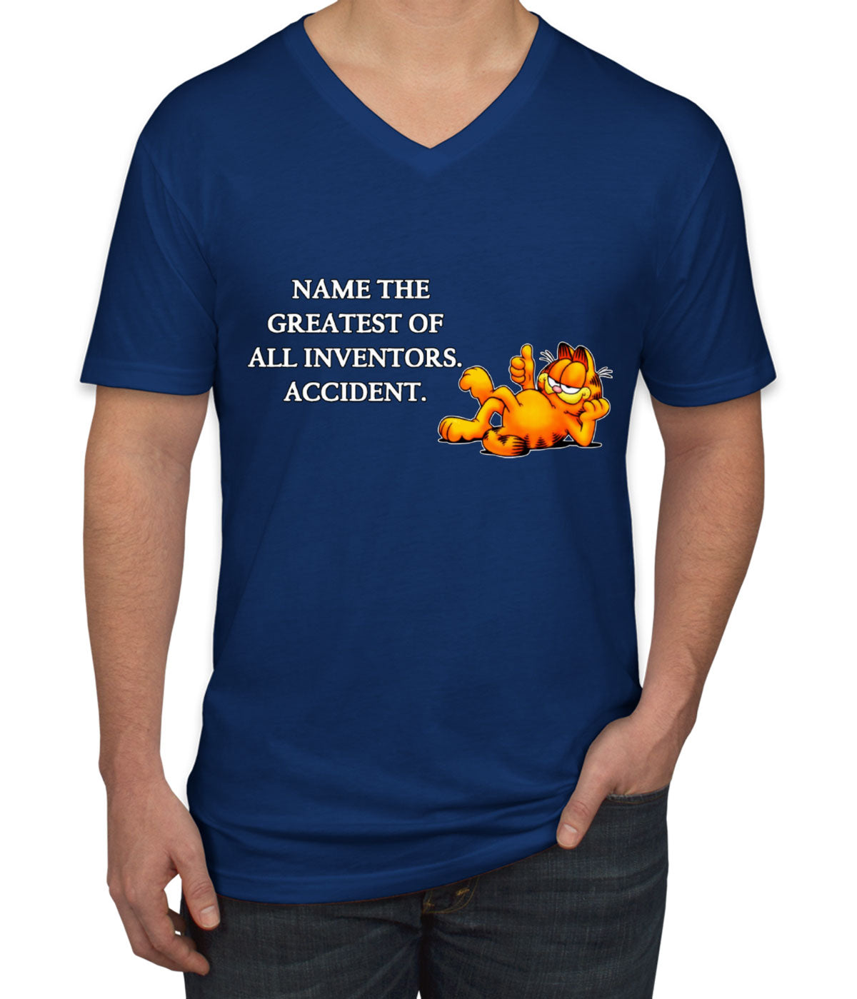 Name The Greatest Of All Inventors. Accident. Mark Twain Men's V Neck T-shirt