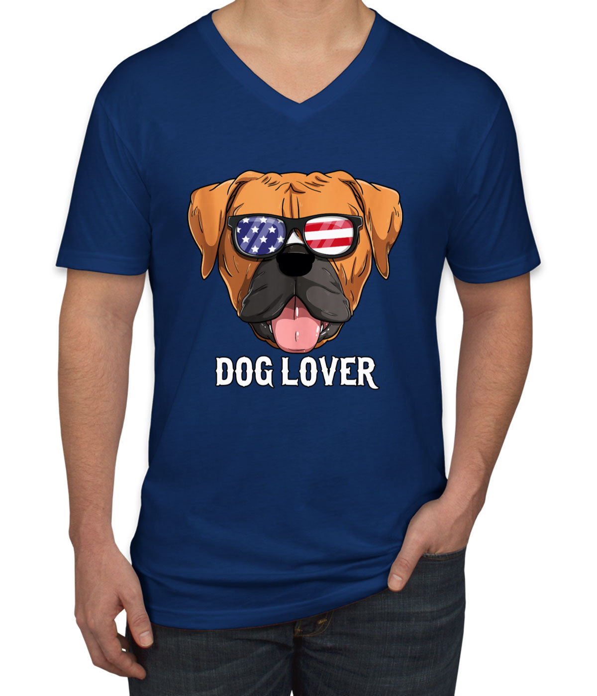 American Boxer Dog Lover Men's V Neck T-shirt